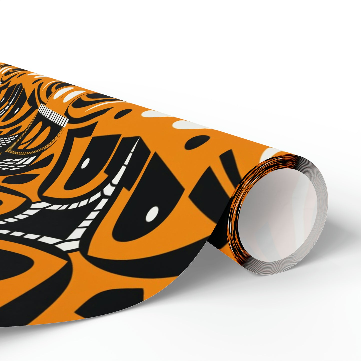 Orange Black African Print Wrapping Paper, Ethnic Print Wrapping Paper