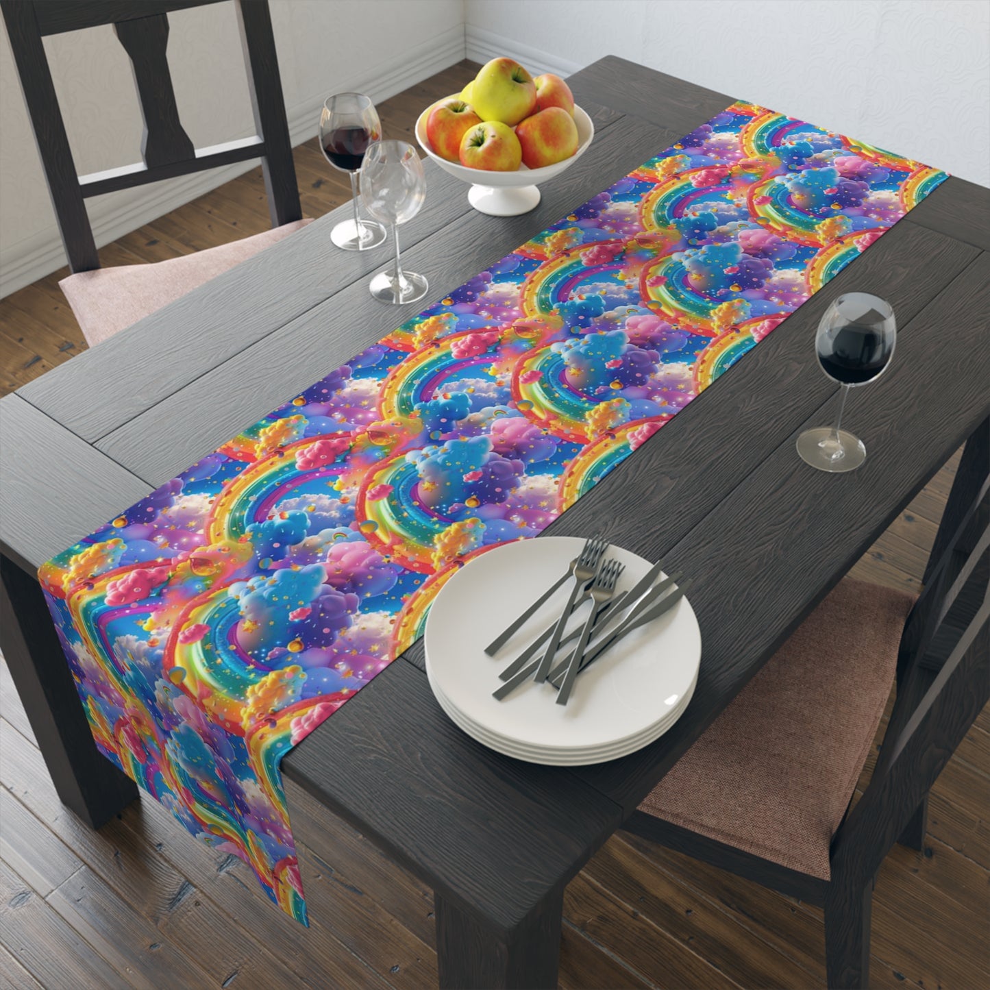 Enchanted Rainbow Table Runner, Whimsical Decor for Baby Showers and Children's Birthday Parties