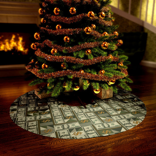 Rich Christmas, One Hundred Dollar Bill Christmas Tree Skirt