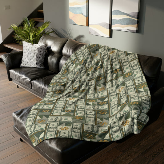 Money Pattern Print Throw Cover, Money Manifestation Home Decor