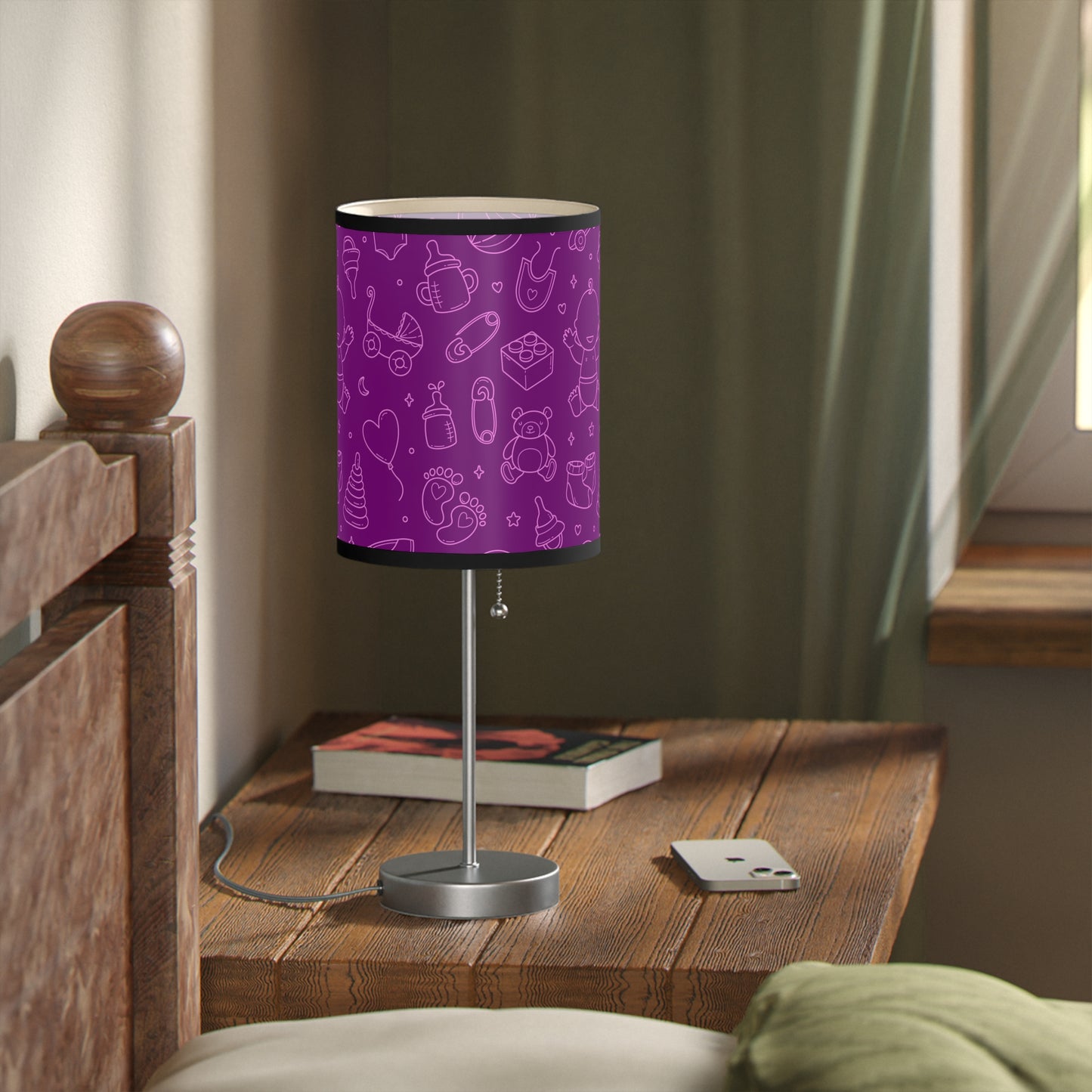 Purple and Punk Baby Themed Table Lamp, Purple Pink Nursery Table Lamp, Baby Shower Gift