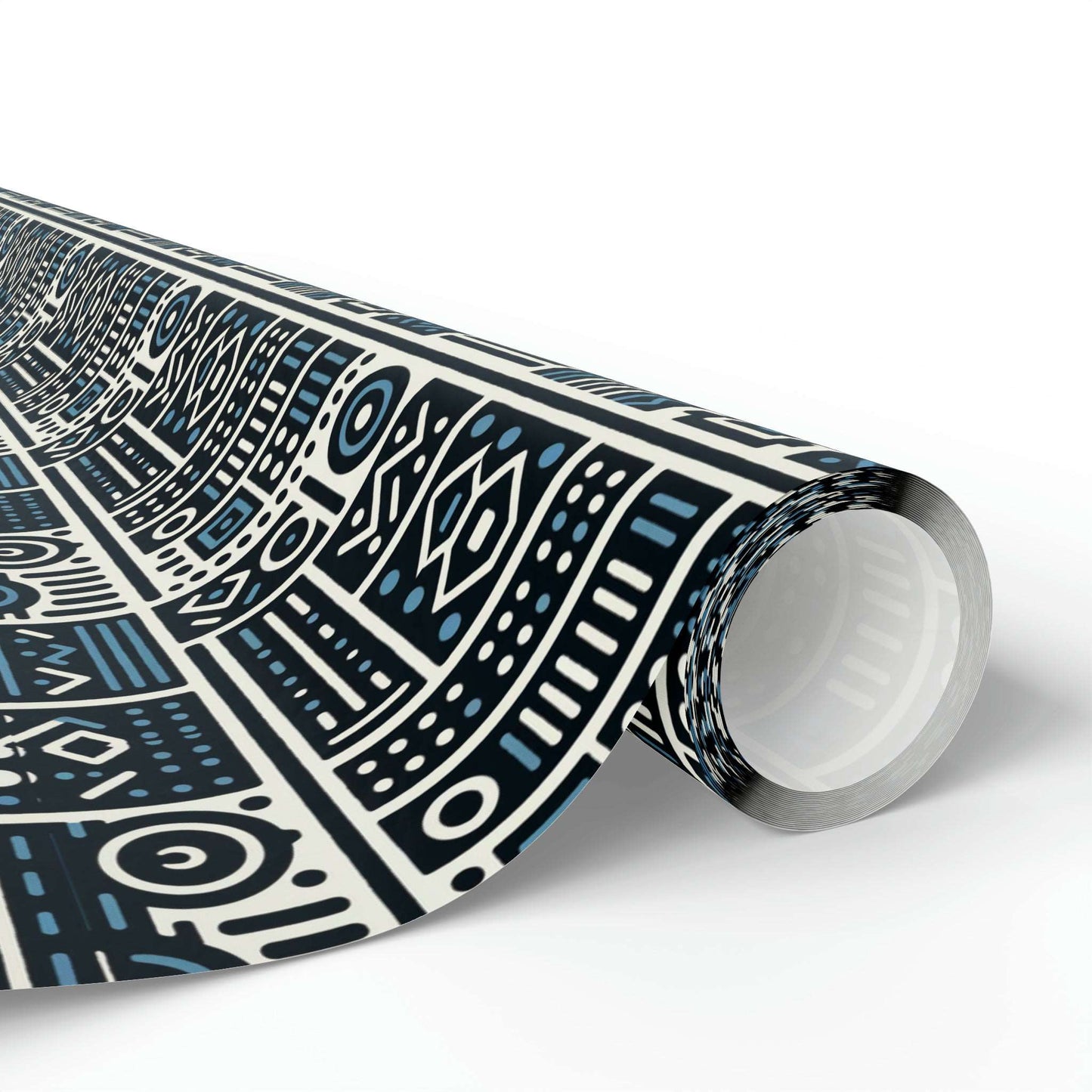 African Mud Cloth Blue, White & Black Wrapping Paper,  African Bogolan Gift Wrap