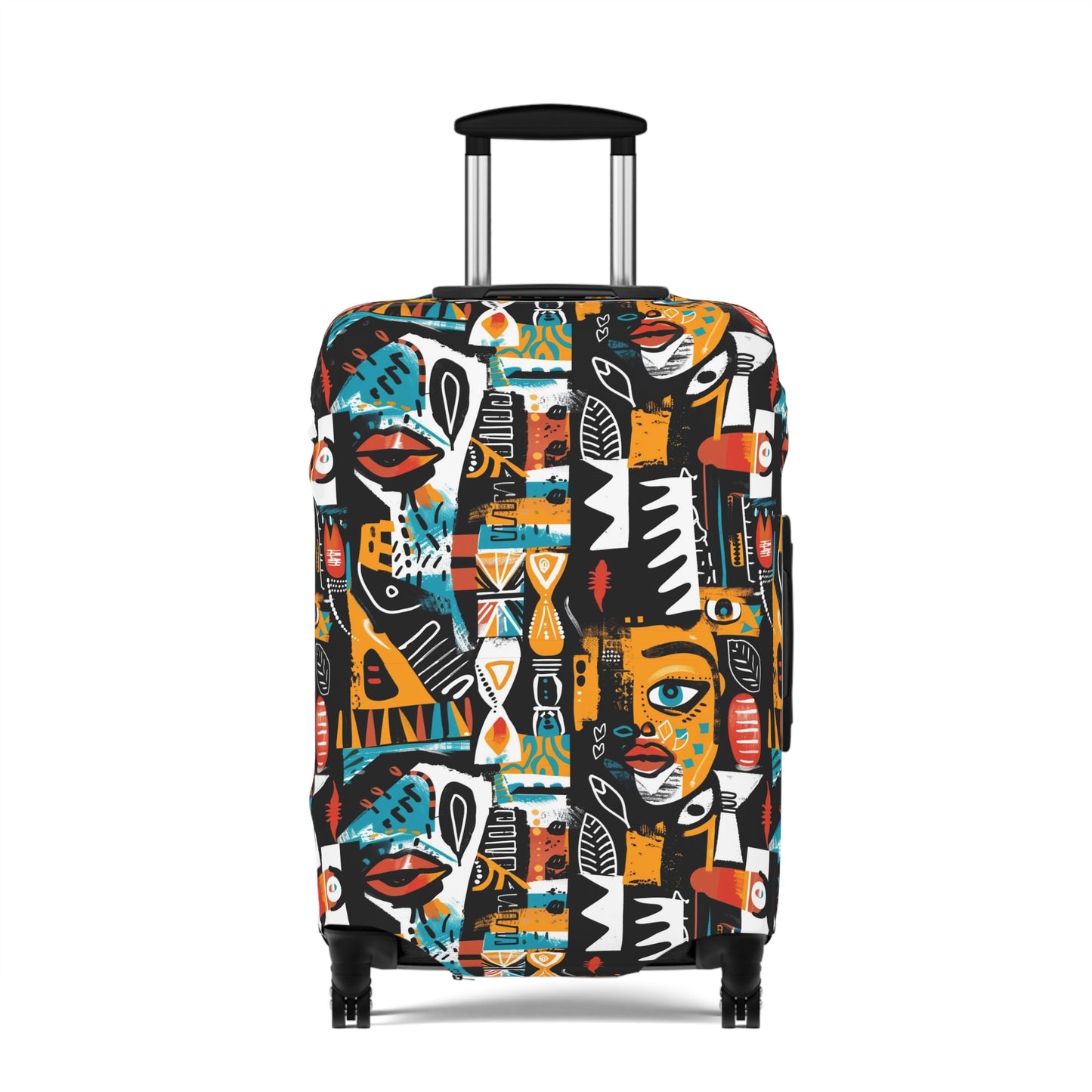 African Tribal Art Luggage Cover, Ethnic Print Suitcase Protector