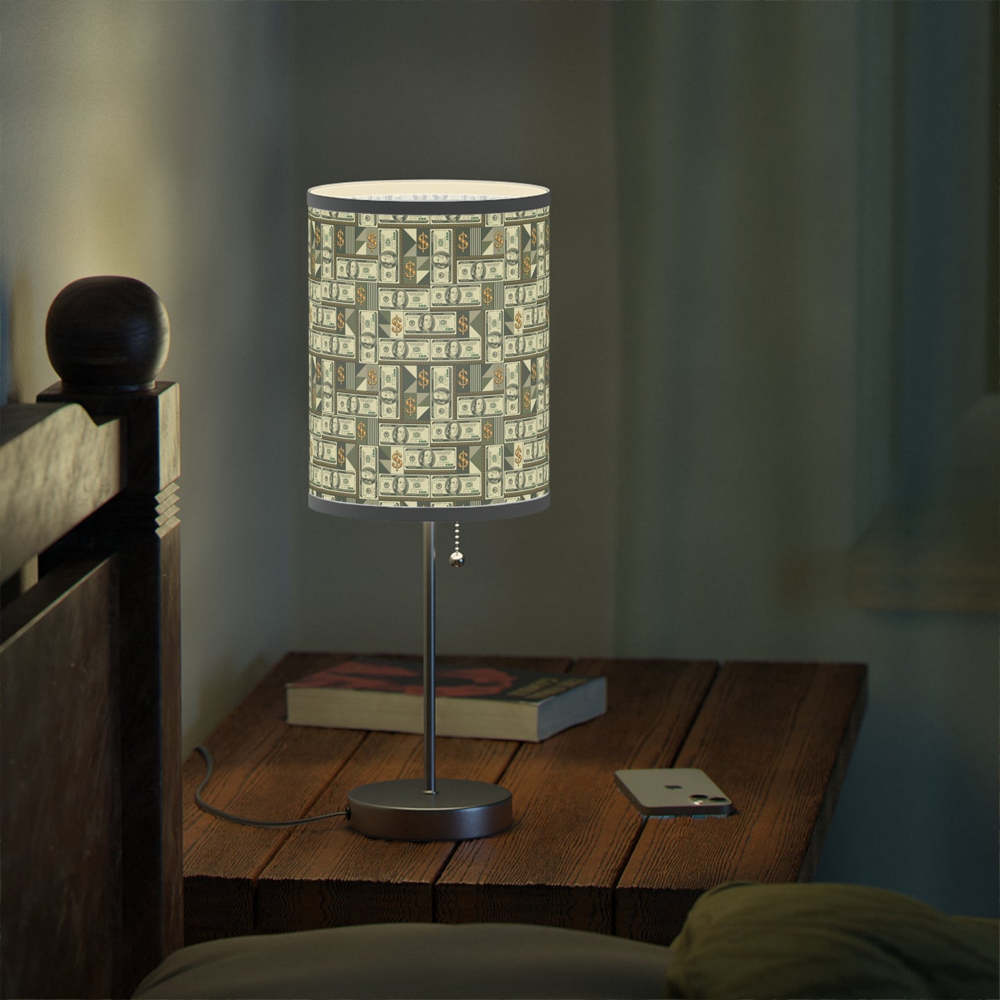 Money Print Lamp, 100 Dollar Bill Lamp on a Stand Home Decor Print