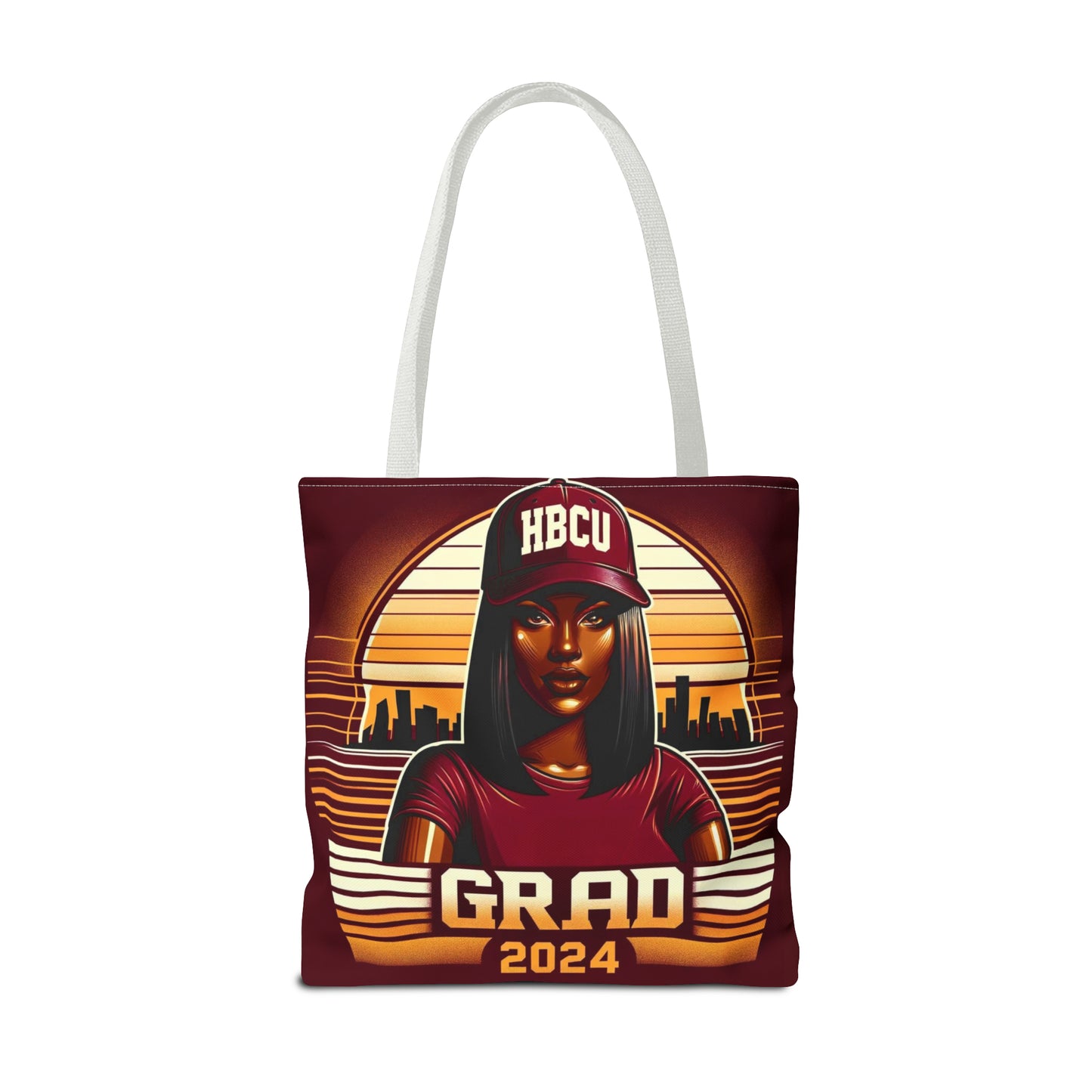 HBCU Grad Pride 2024 Grad Theme Polyester Tote Bag, Class of 2024 Afrocentric Carryall Bag