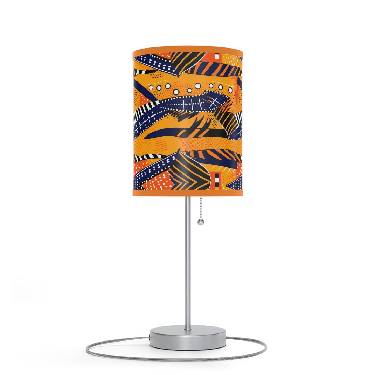 African Kente Print Table Lamp, Multicolor Mudcloth Design Lighting