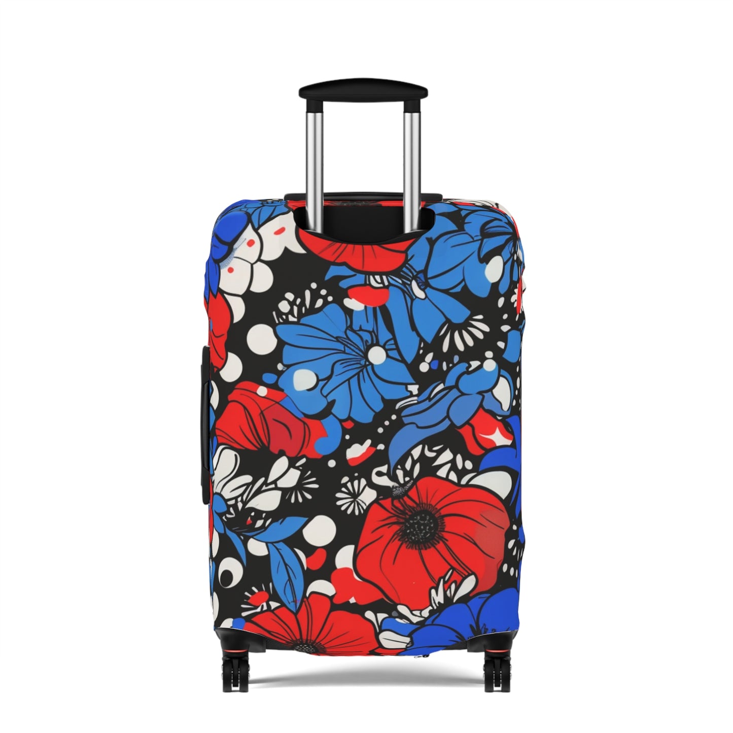 Afrocentric Floral Portrait Luggage Cover, Pop Art Streetwear Black Queen Suitcase Protector