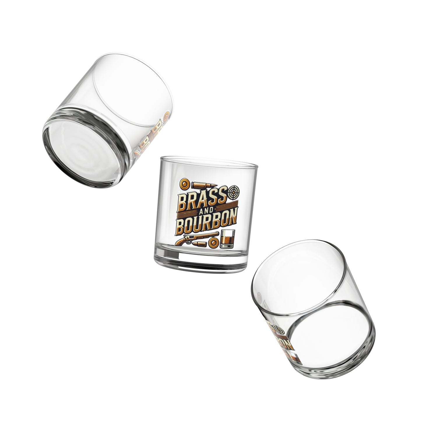 Brass & Bourbon Rocks Glass 10oz, Clear Tempered Glass , Pro 2A and Bourbon Enthusiasts