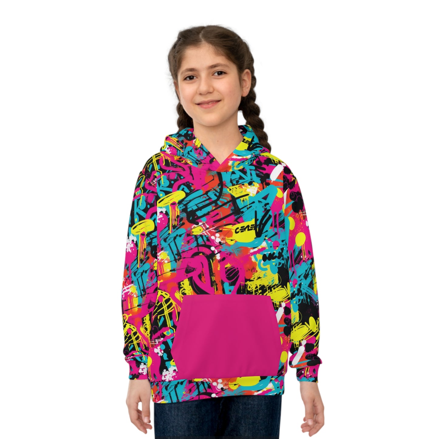 Spray Paint Graffiti Style Children's Hoodie, Expressive Urban Fashion For Kids