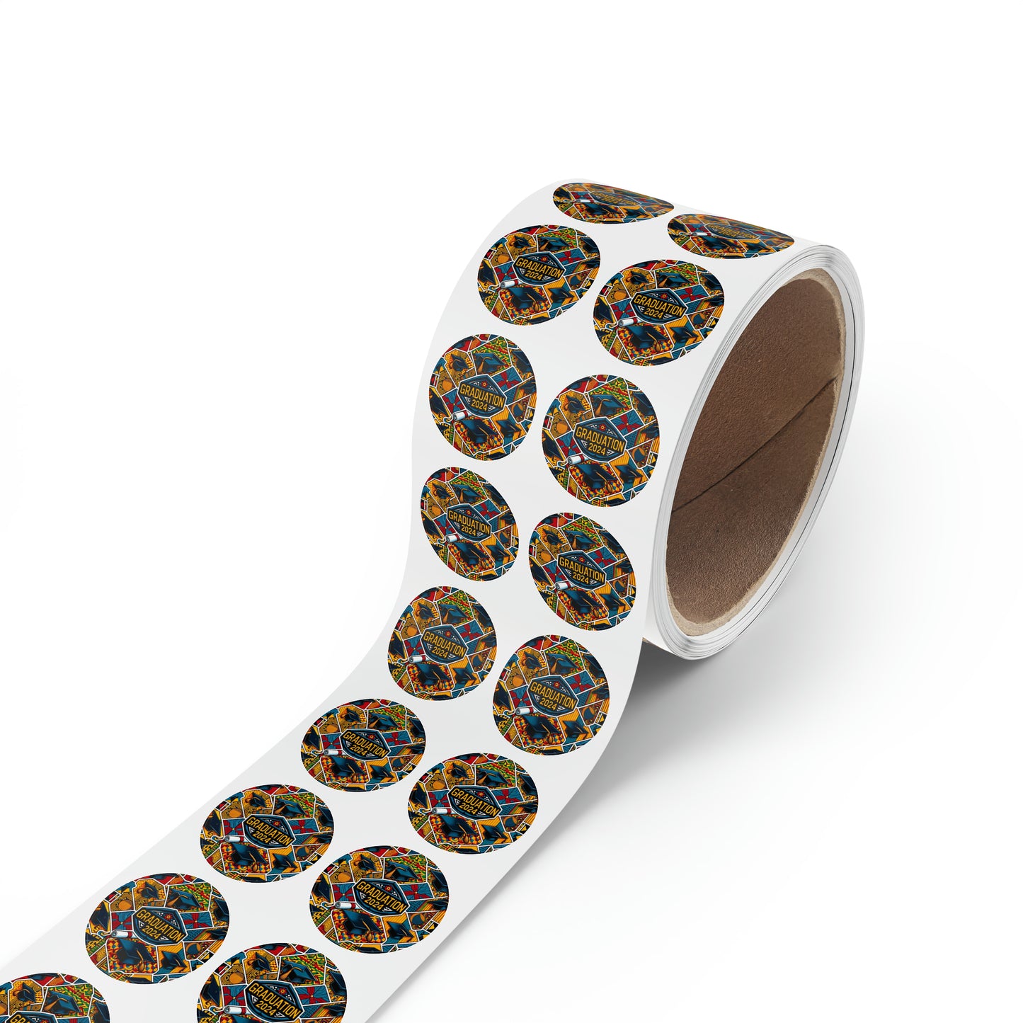 Class Of 2024 Sticker Roll, Bulk Graduation Stickers, Kente Cloth Print Graduation Merchandise