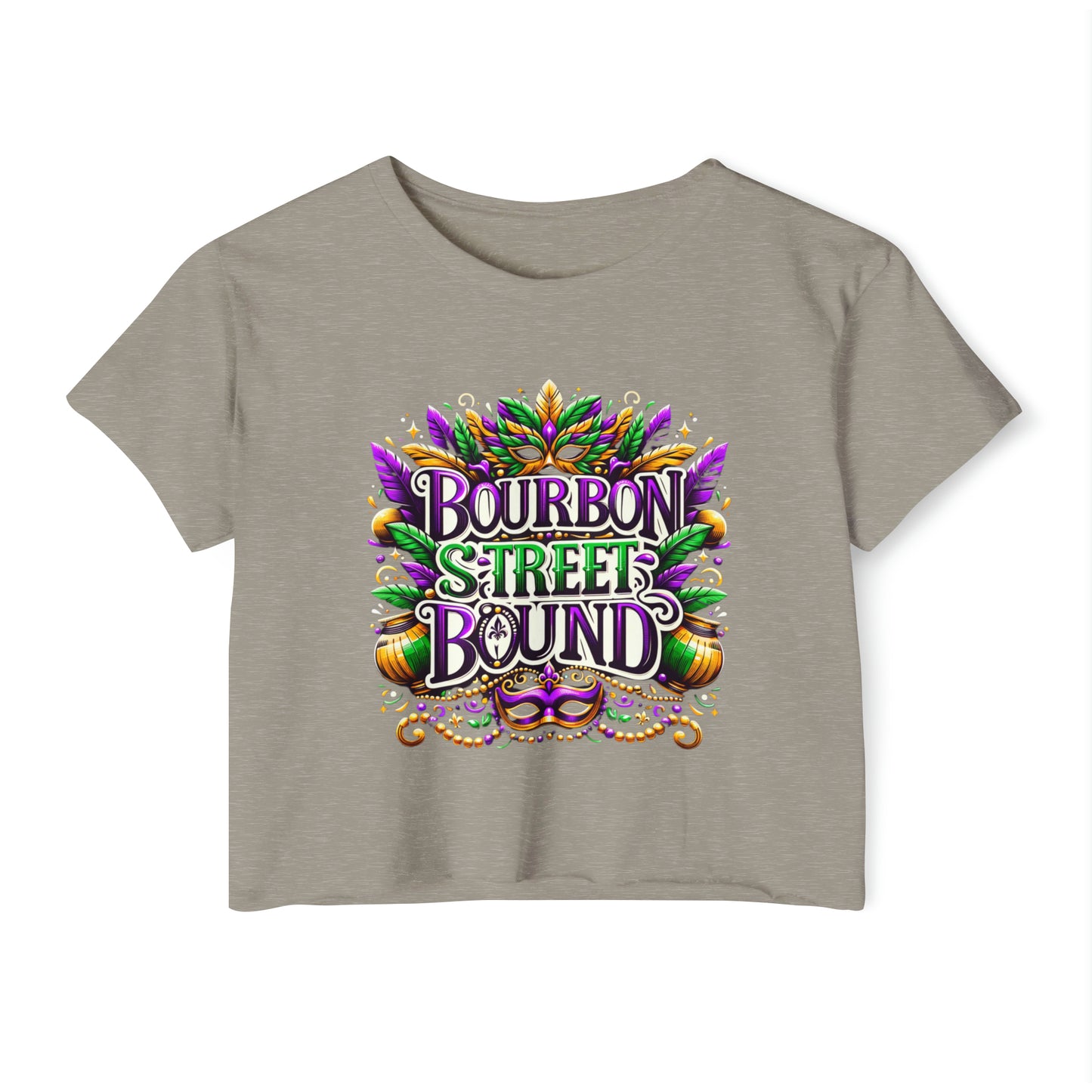 Mardi Gras Halter Women's Crop Top, Bourbon Street Apparel, New Orleans Party Wear