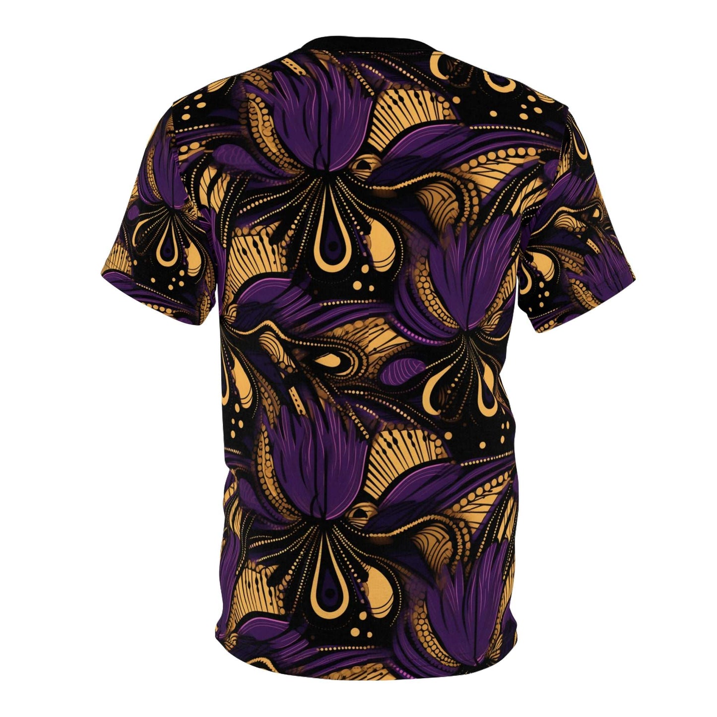 African Wax Print Ankara T-Shirt,  Purple, Gold, Black Ankara African Print Shirt