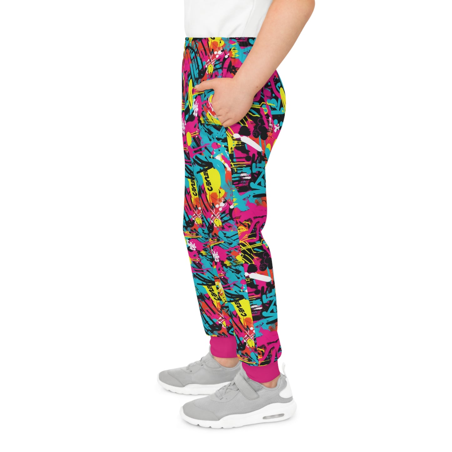 Spray Paint Graffiti Style Children's Joggers, Expressive Urban Fashion For Kids