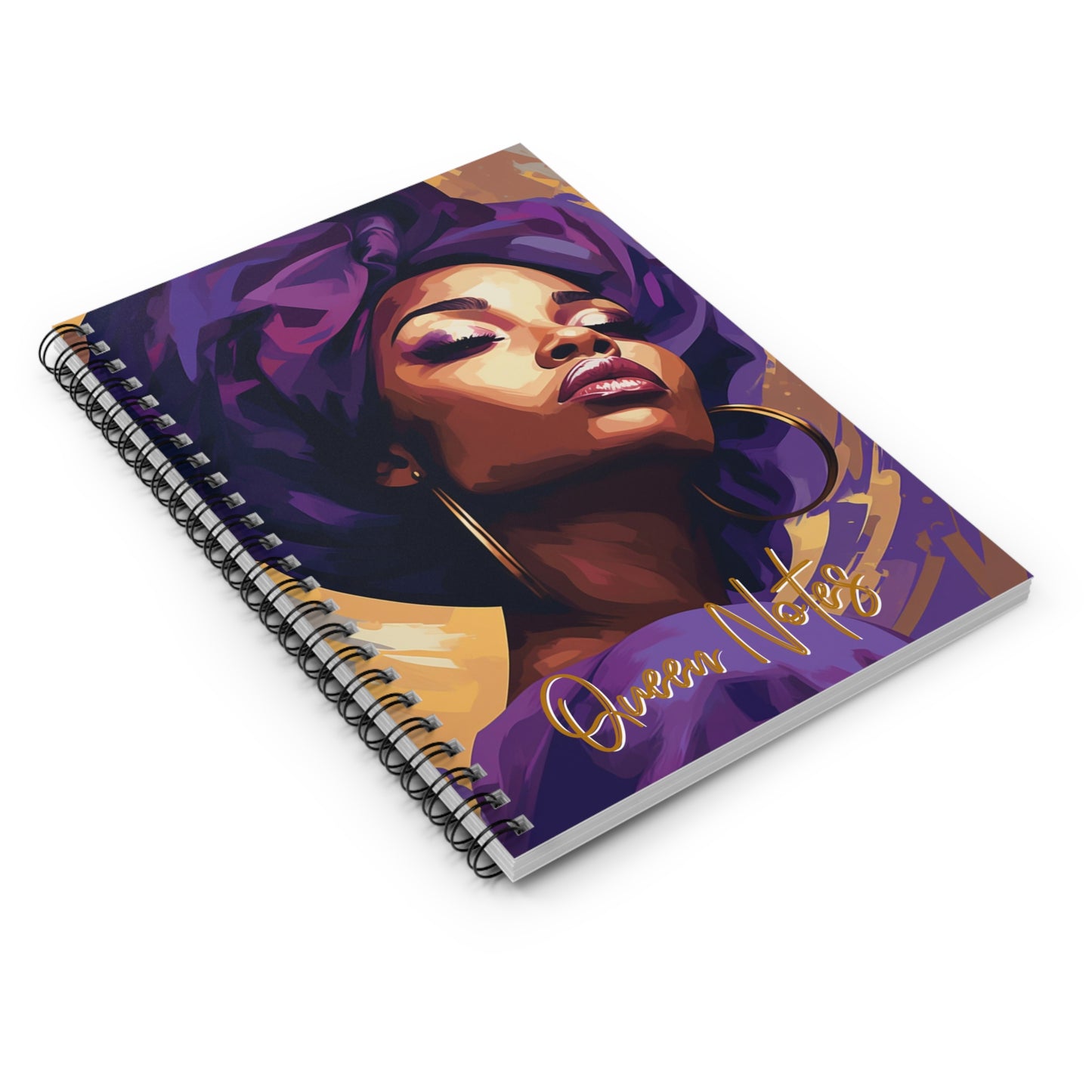 Queen Notes Black Woman Art Spiral Notebook, Art Nouveau-Inspired Notebook