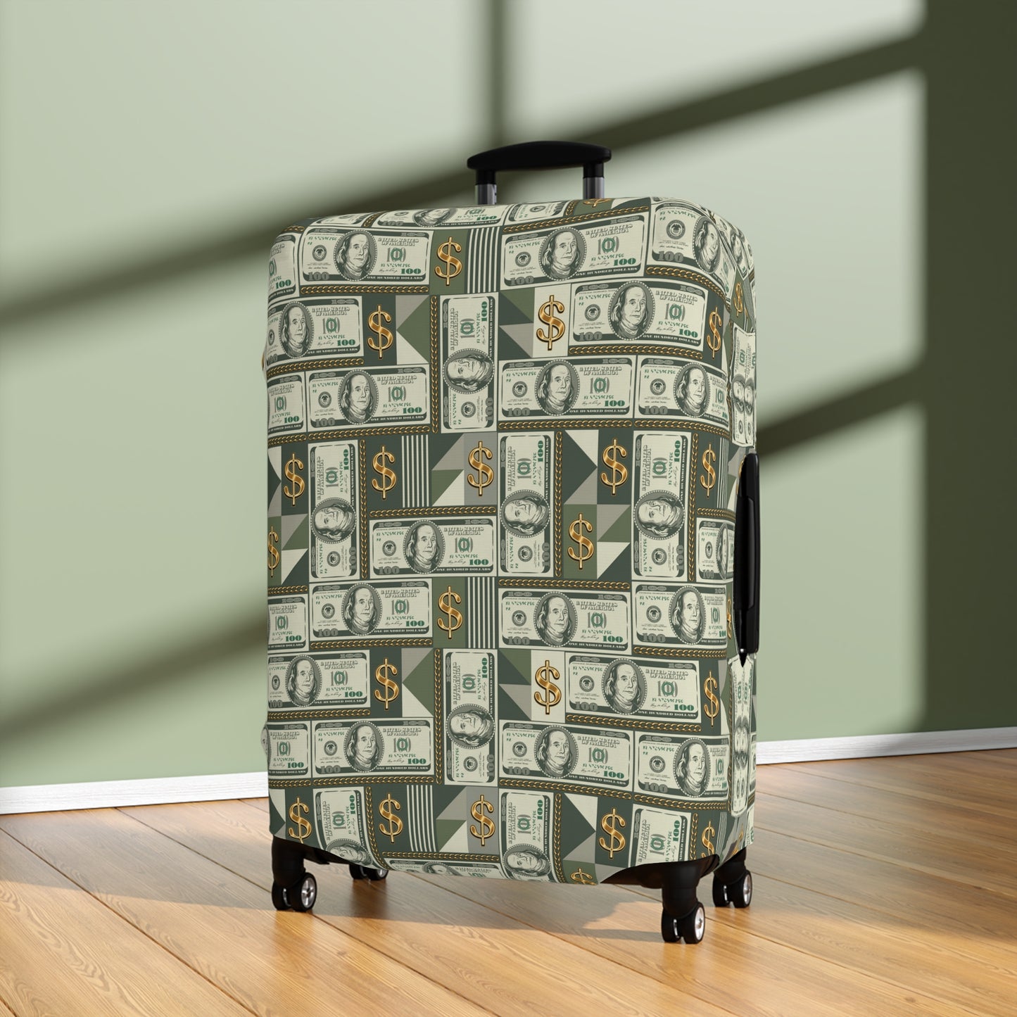 US Money Print Luggage Cover, Money Manifestation Suitcase Protector