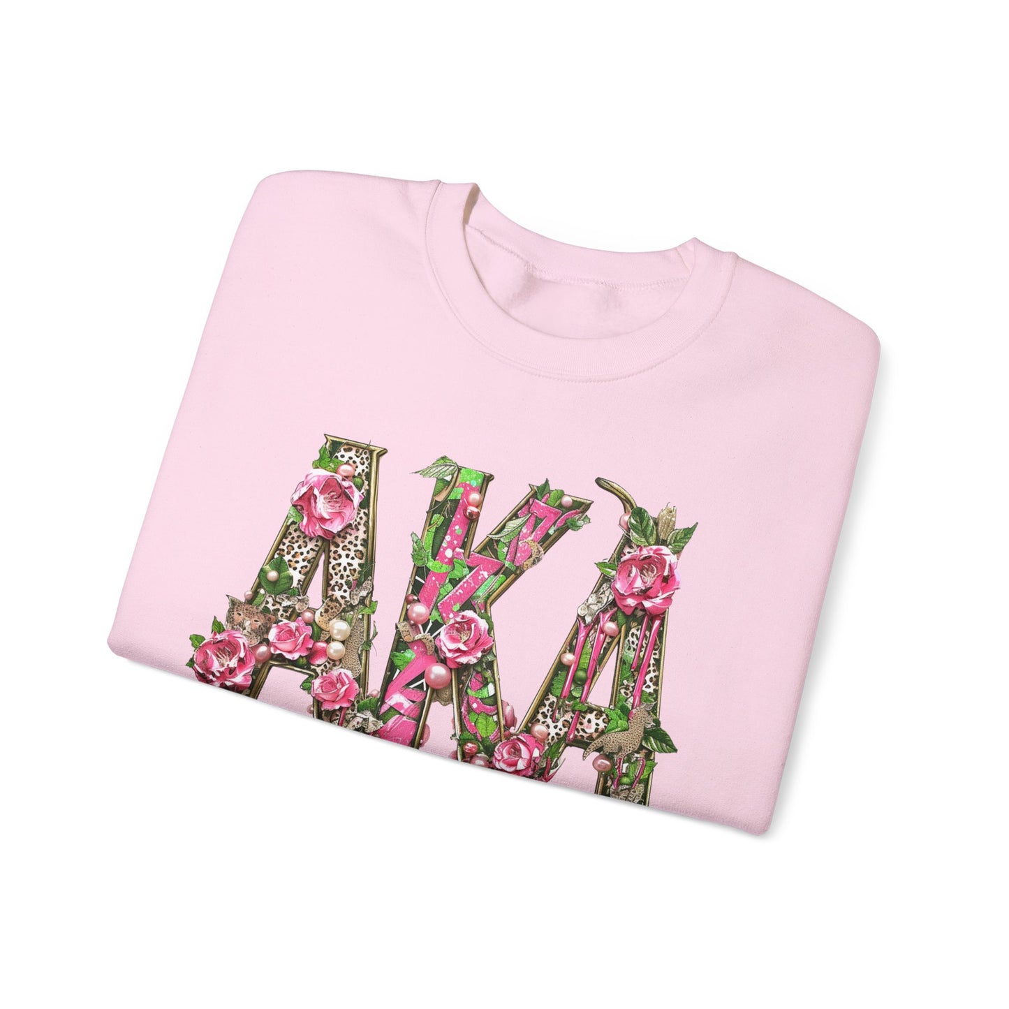 Women's AKA Pink and Green Floral Drip Sweatshirt, Pretty Girl Sorority Apparel