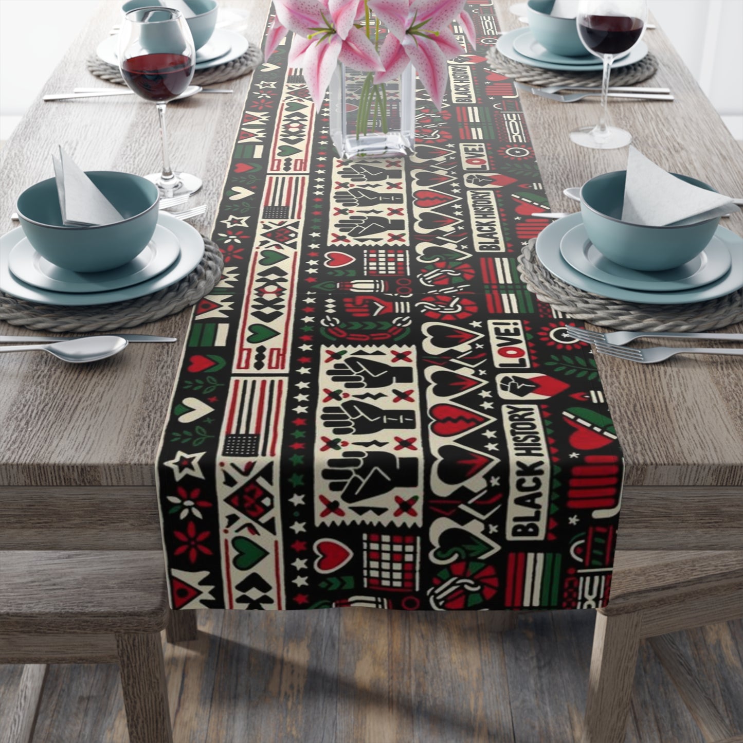 Black History Month Themed Reuseable Table Runner, Celebrate History Table Decor