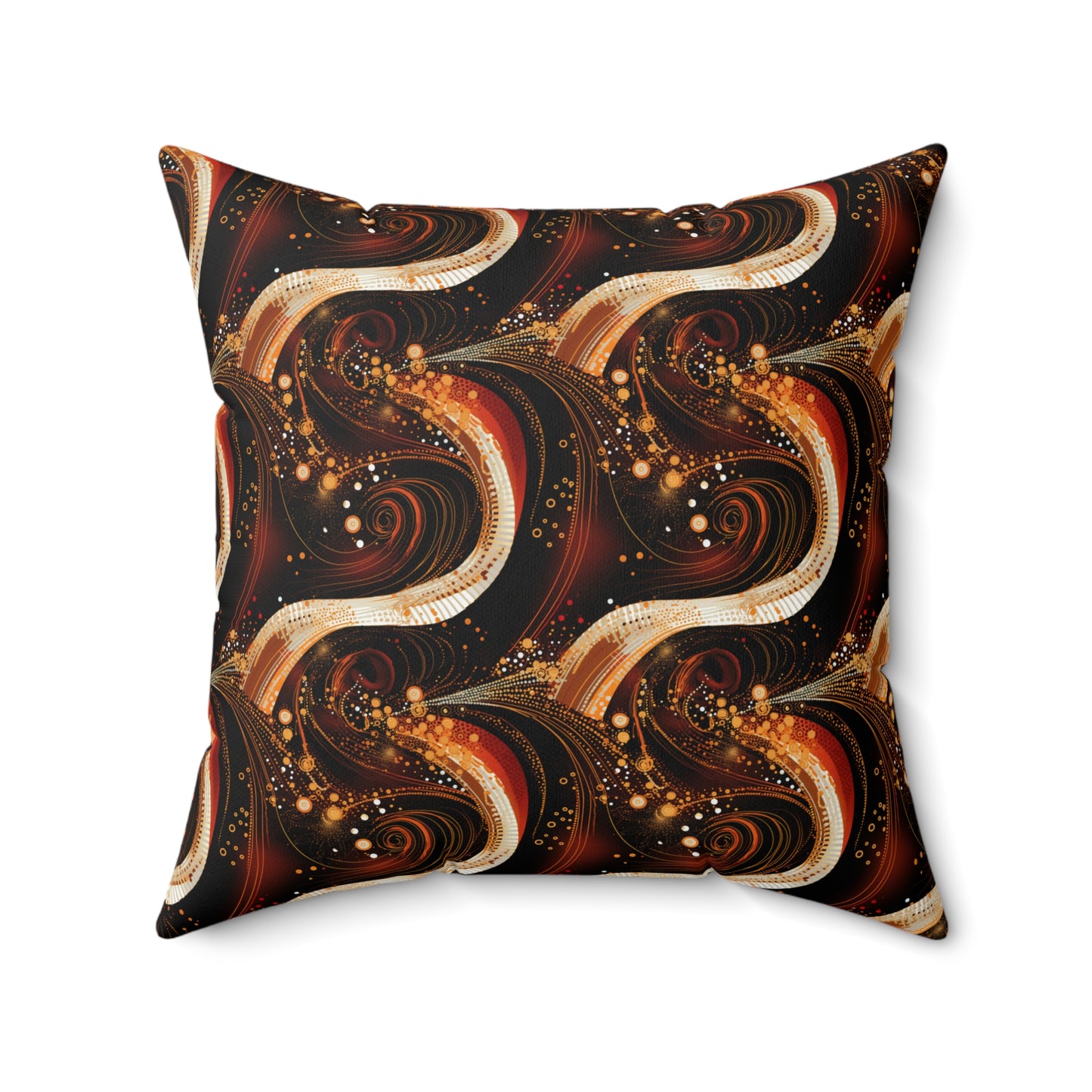 Black and Gold African-Inspired Pillow, Abstract Pattern in Dark Orange and White