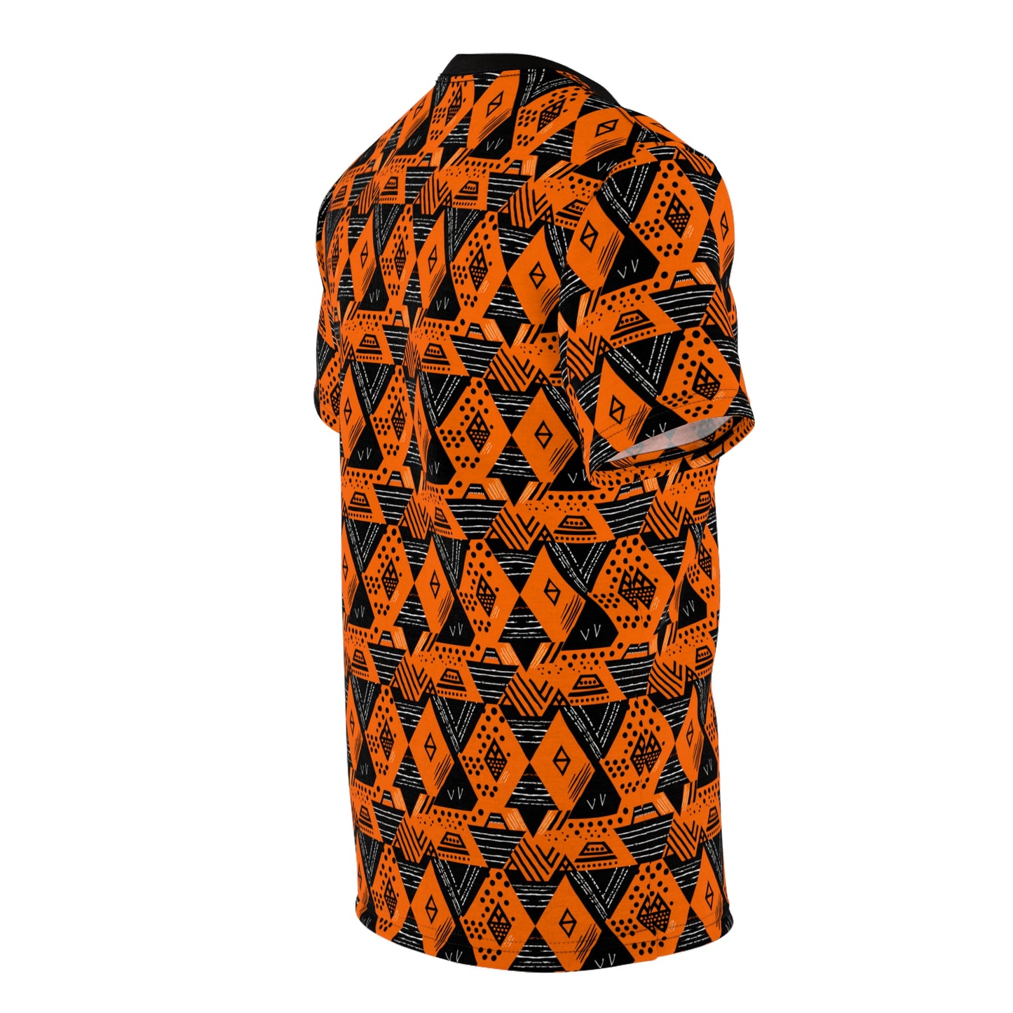 Orange African Mud Cloth Print Men's T-Shirt | Lightweight & Breathable