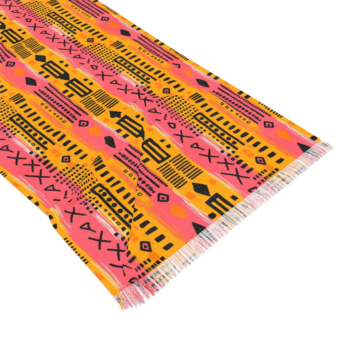 Sunset Sahara Splash African Mud Cloth Print Lightweight Scarf, African Mud Cloth Scarf, African Print Shawl