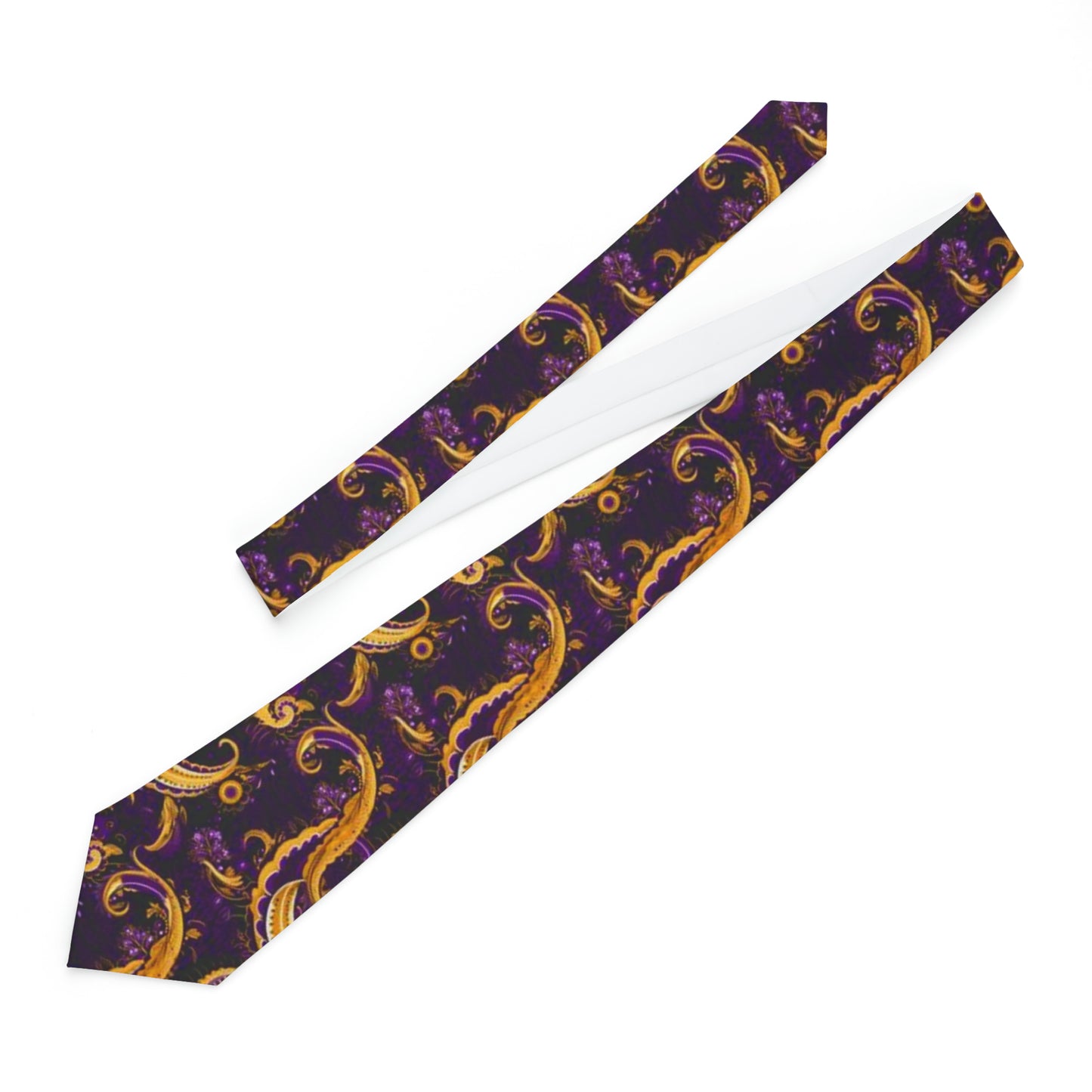 Purple & Gold Paisley Print Mens Tie, Laker Fan Colors Mens Elegant Fashion