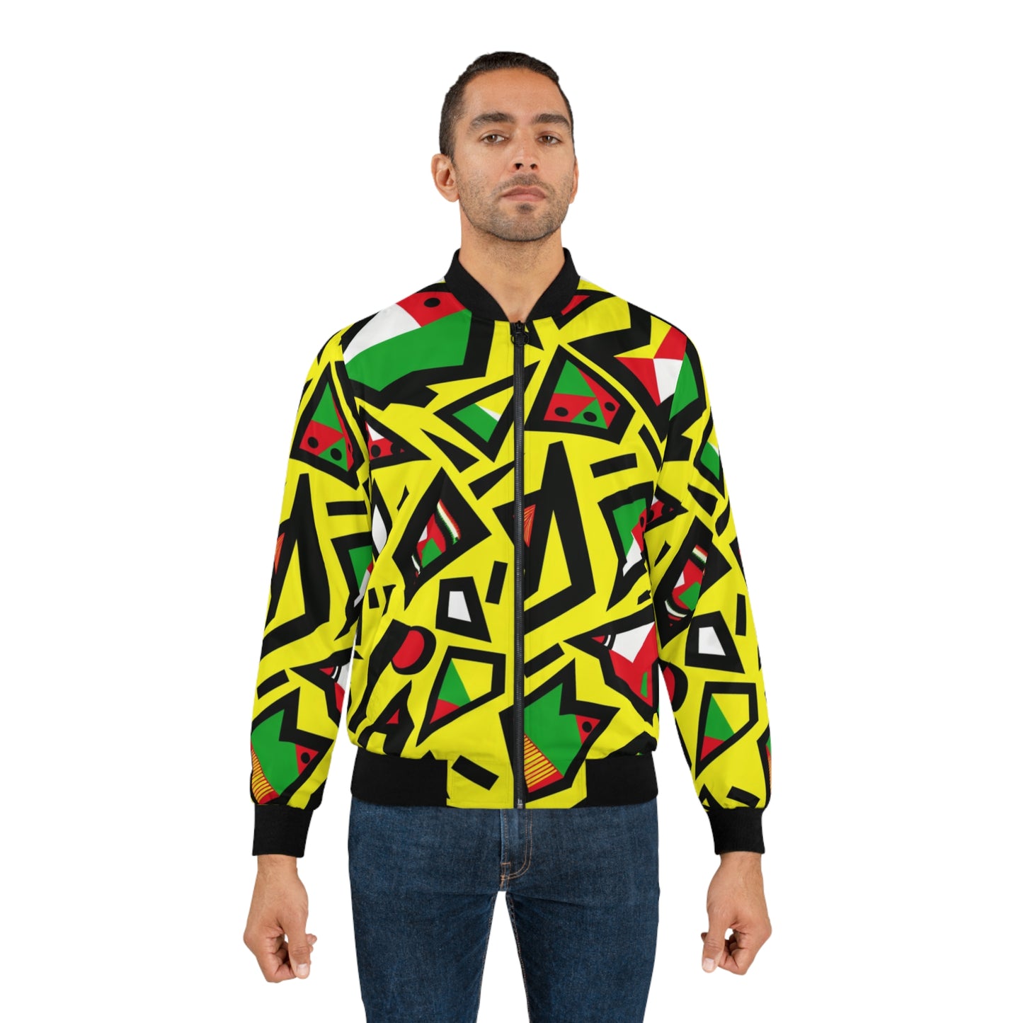 Urban Pop Art Men's Bomber Jacket | Vibrant African Tribal Pattern | Bold Fashion