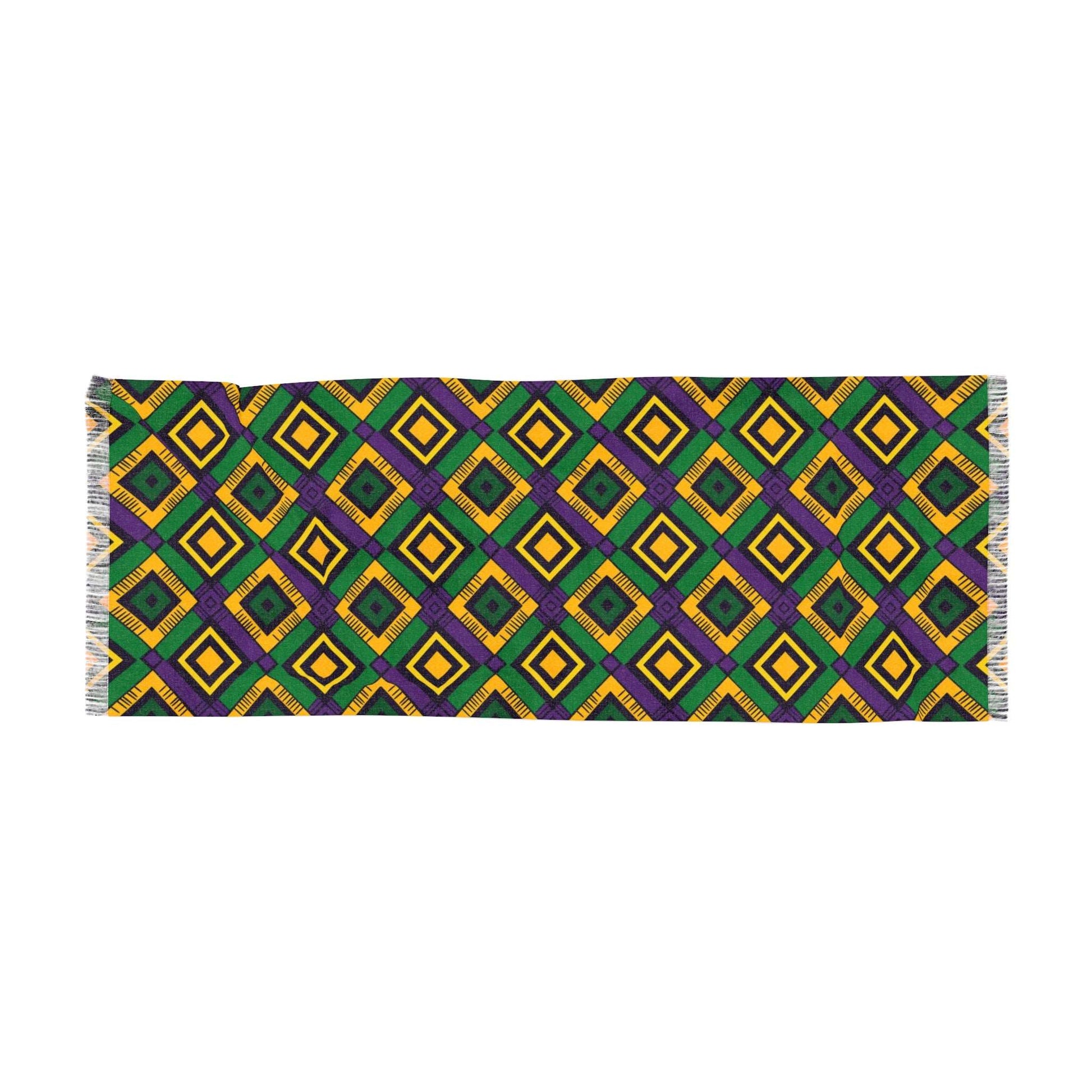 African Kente Cloth Print Polyester Lightweight Scarf, Festive Carnival Themed  Scarf