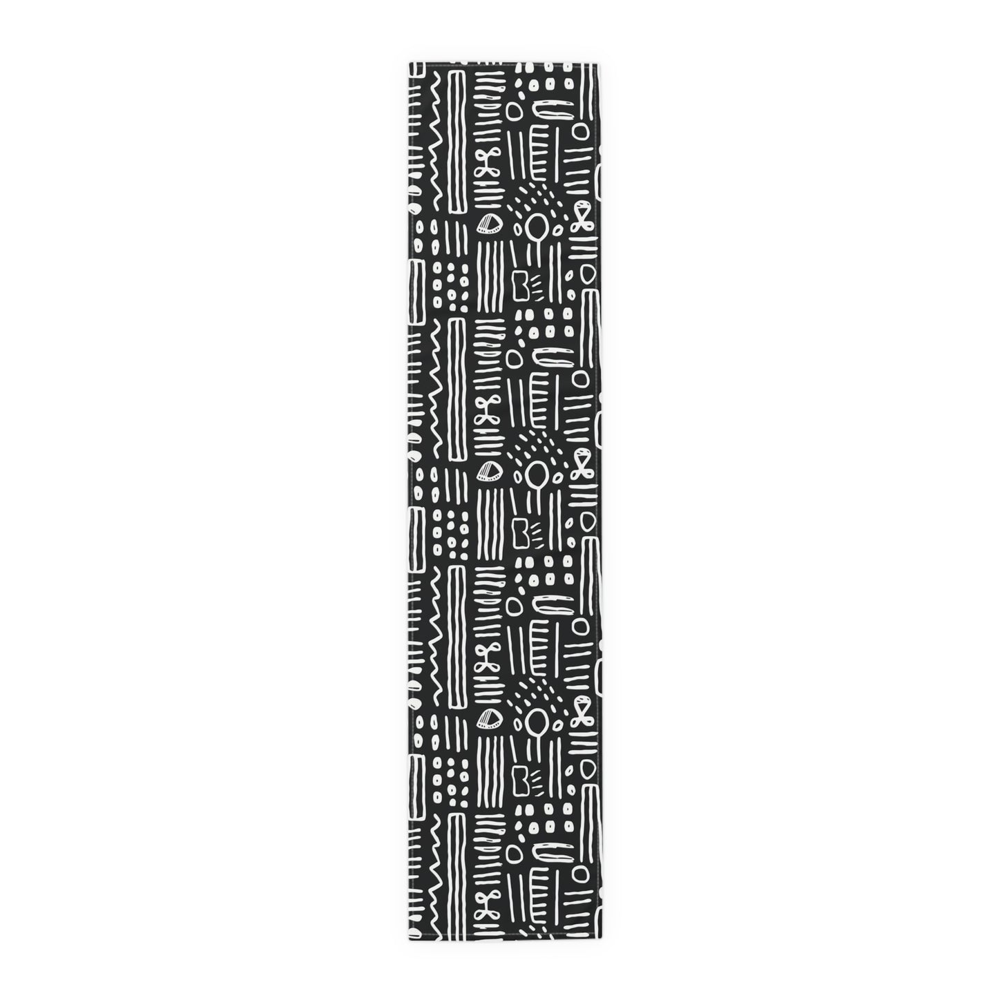 Black & White African Mud Cloth Print Table Runner