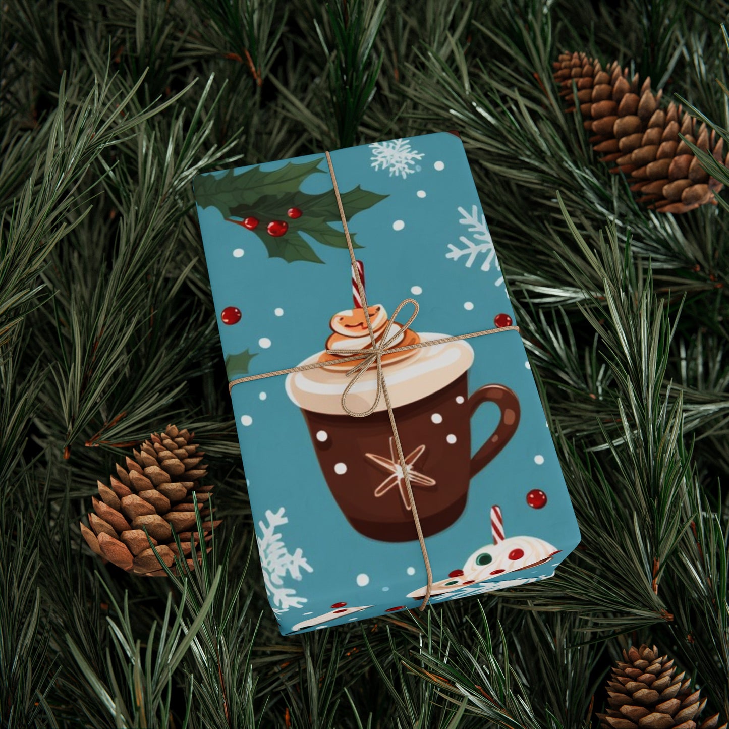 Coffee Latte Lover Christmas Wrapping Paper - Caffeine-themed Gift Wrap, Seasonal Coffee Decor, Barista Gift Wrap