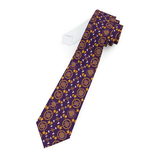 Omega Fraternity Colors African Print Purple & Gold Men's Tie, African MudCloth Men's Business Attire