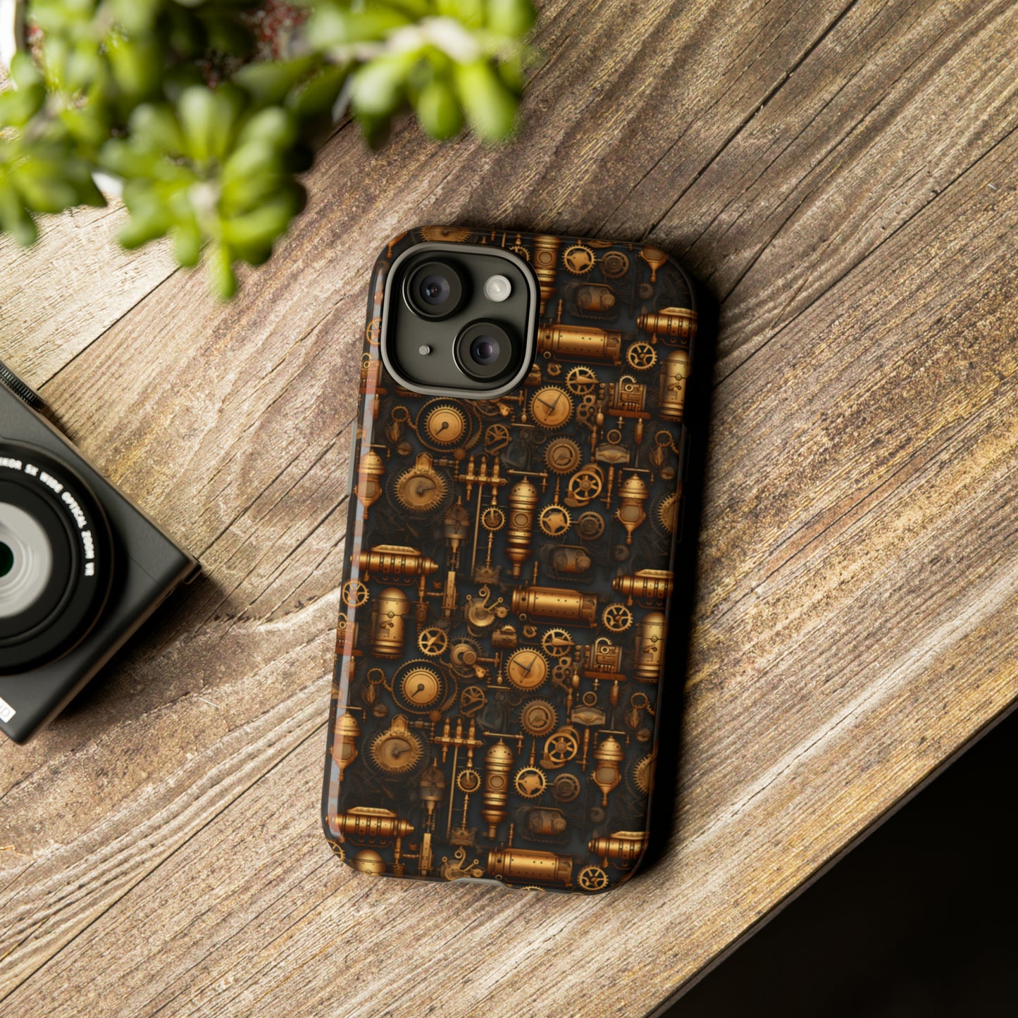 Steampunk Style Tough iPhone 11-15 Case, Victorian Eta Style iPhone Case