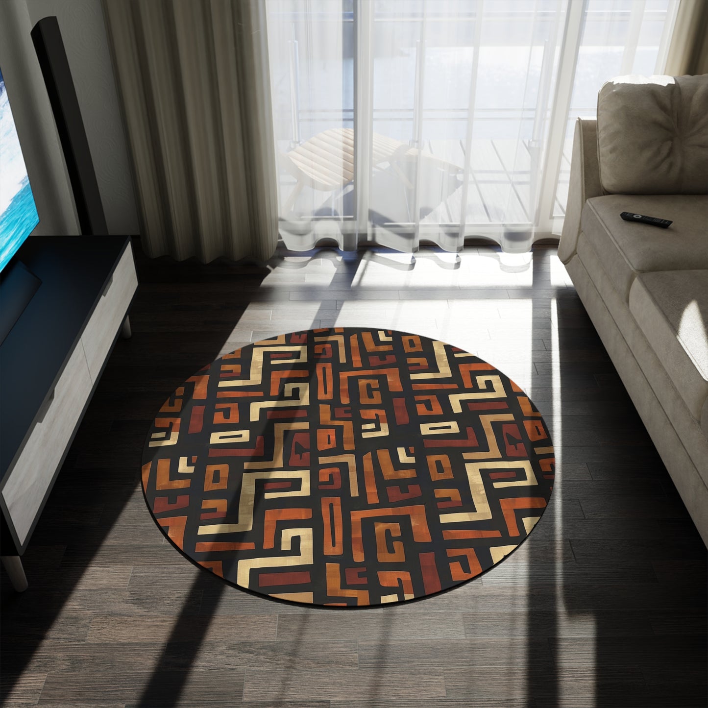 Earth Tone African Geometric Pattern Rug, , Bogolan Home Textiles