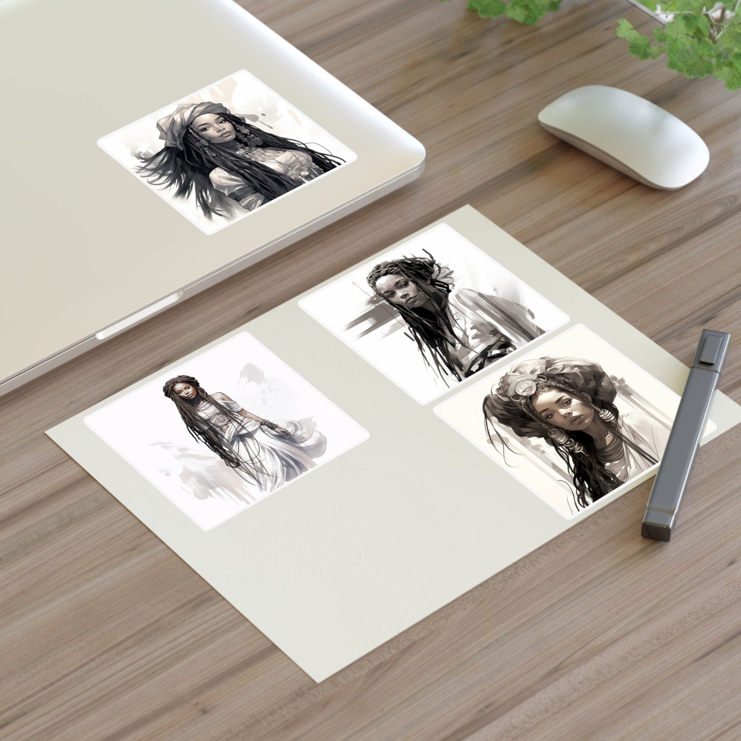 Boho Style Woman Enchantress Sticker Set, Black Girls and Black Women, Pretty Black Woman Stickers