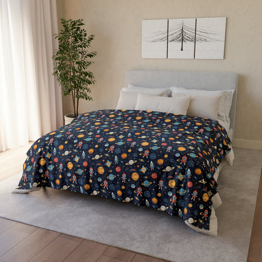 Galactic Explorer" Space-Themed Throw Cover, Space Enthusiast Bedding For Kids