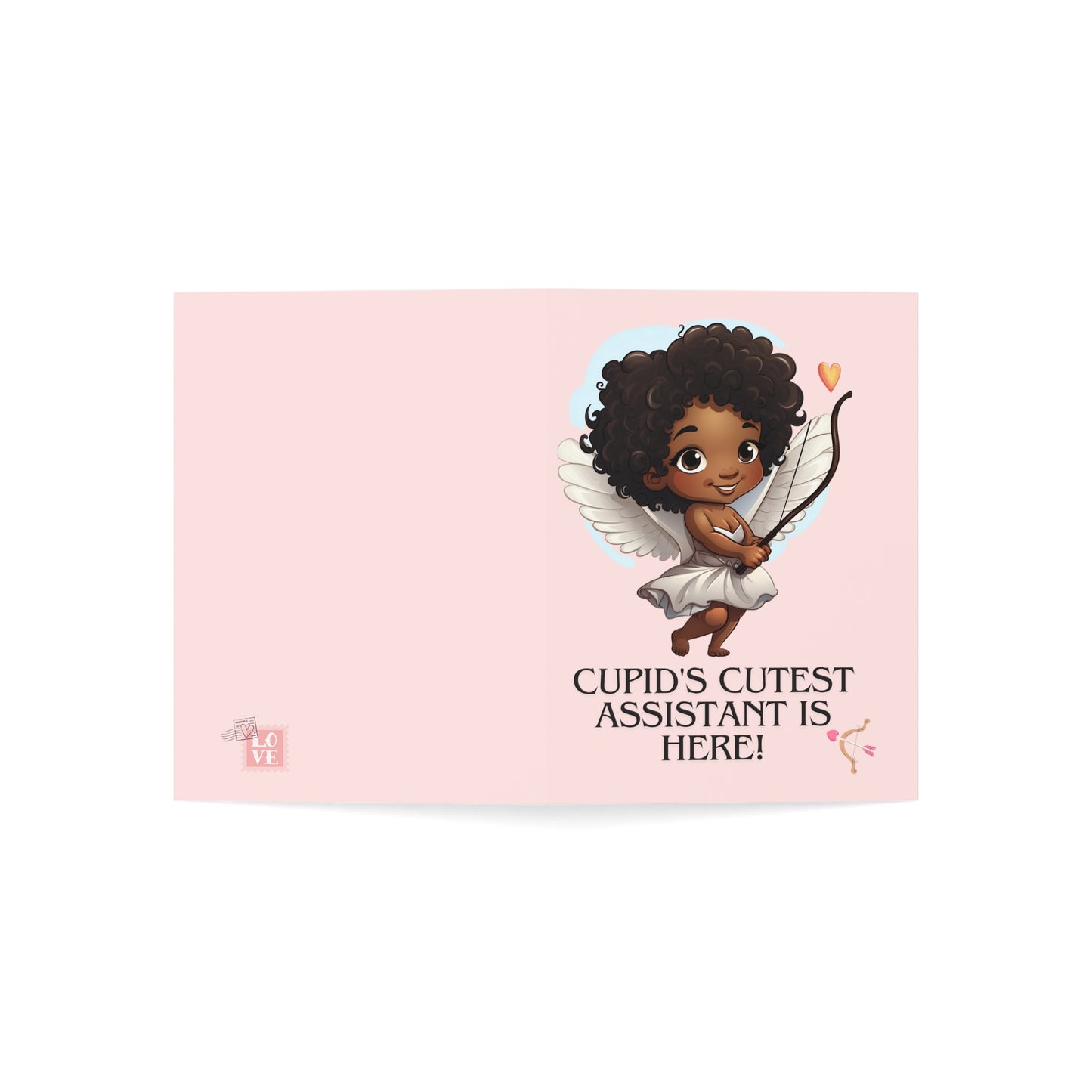 Black Girl Cupid Cute Valentine's Day Greeting Cards(1, 10, 30, and 50pcs), Bulk Valentines Day Cards For African American School Aged Kids