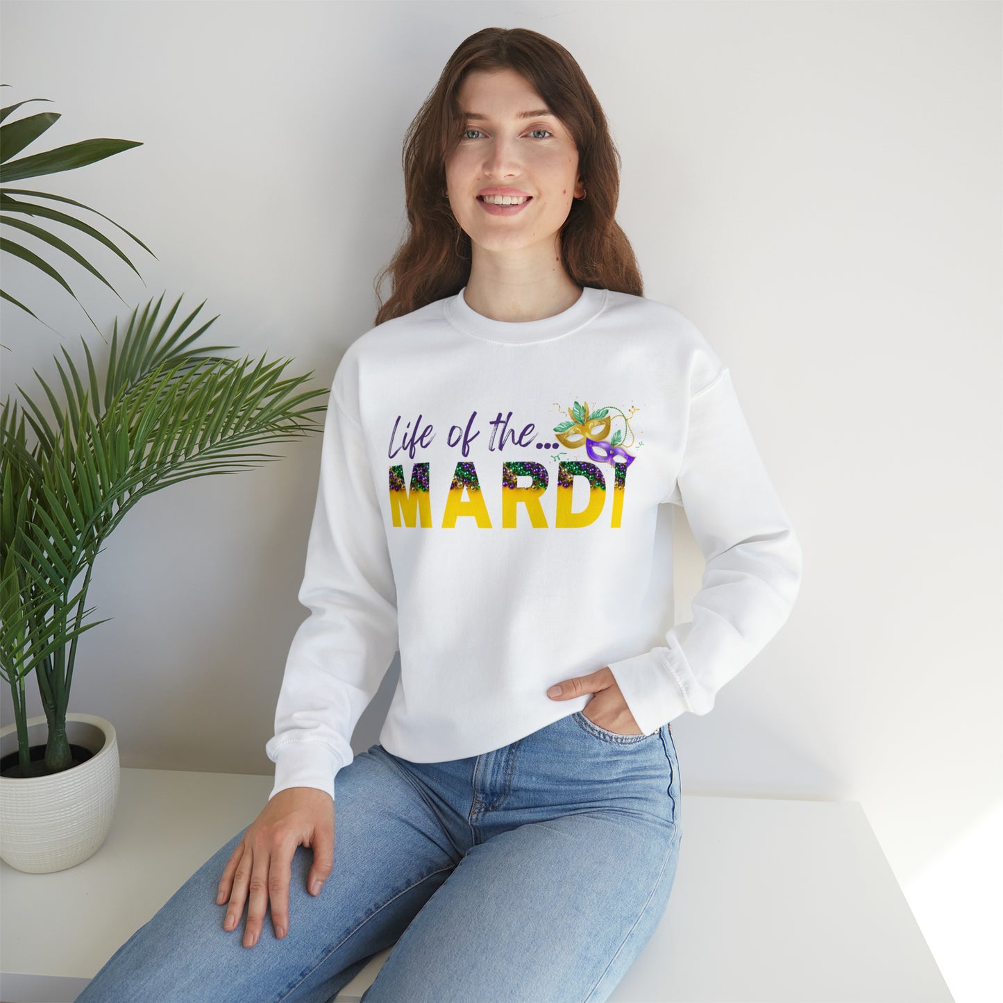 Life Of The Mardi Gras Unisex Mardi Gras Crewneck Sweatshirt