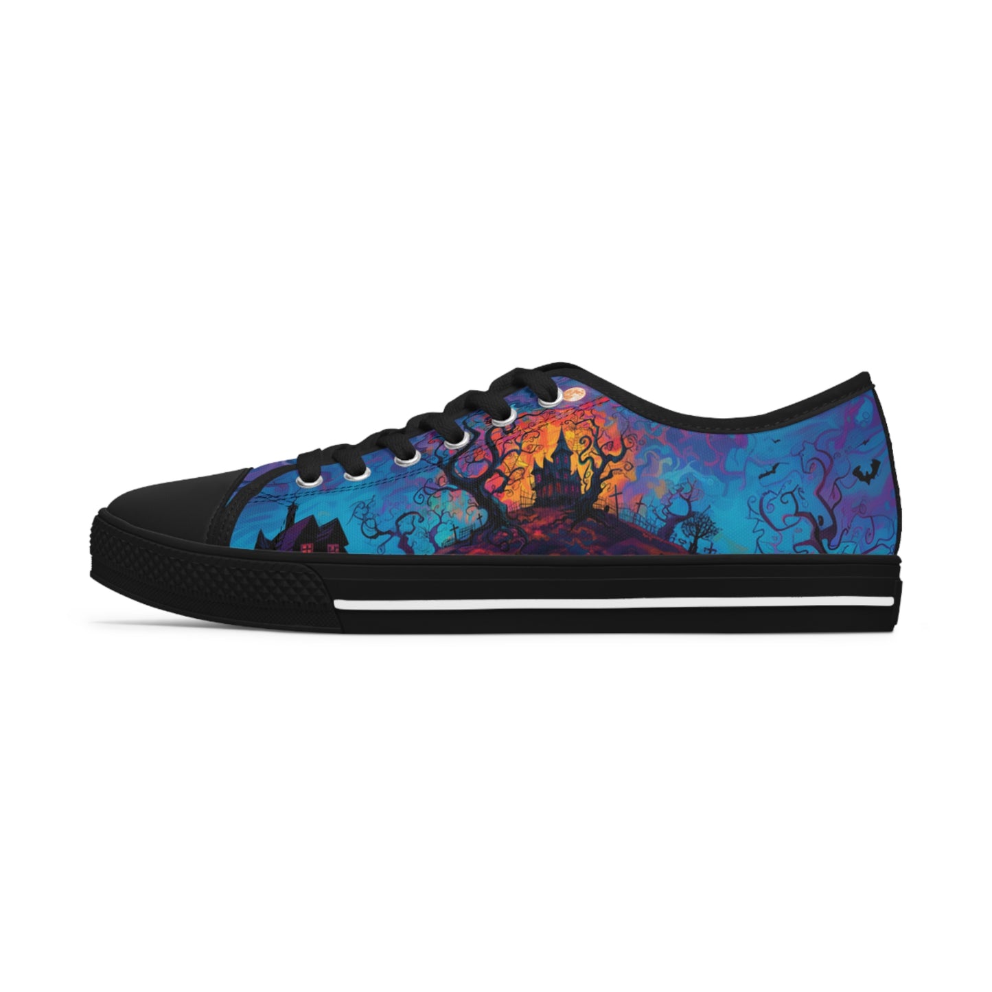 Halloween Low Top Sneakers - Dual Print Design, Women's Breathable Canvas Shoes with Memory Foam Insoles