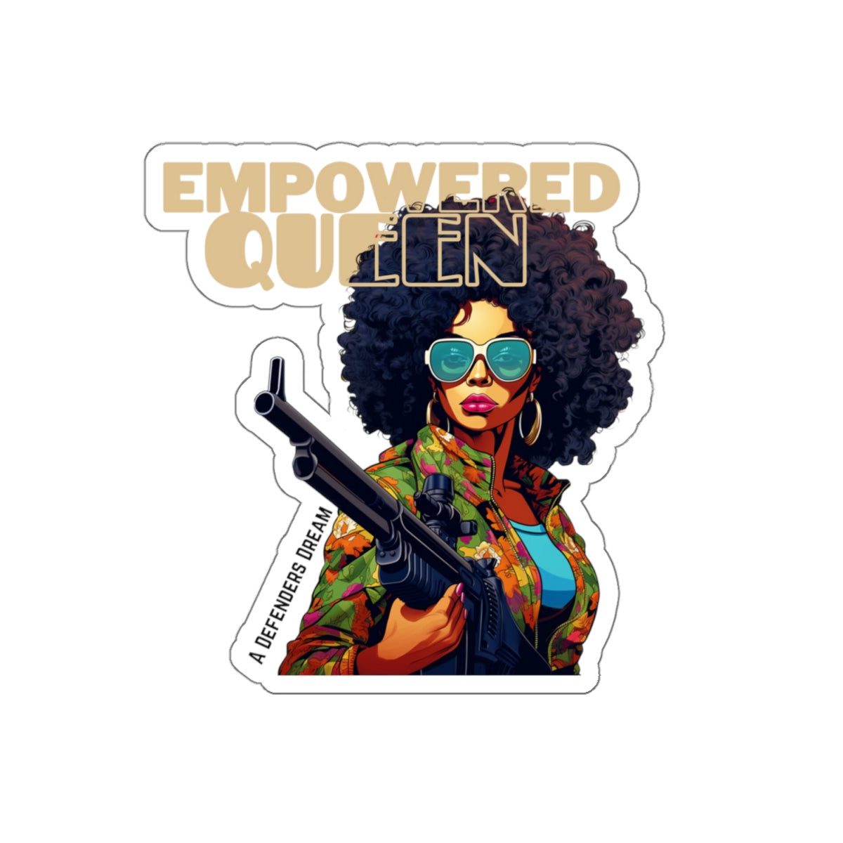 Empowered Black Queen Vinyl Sticker - Bold Pro-2A, Feminist Decor, Self-Defense Advocacy, Glossy Finish, Indoor Use