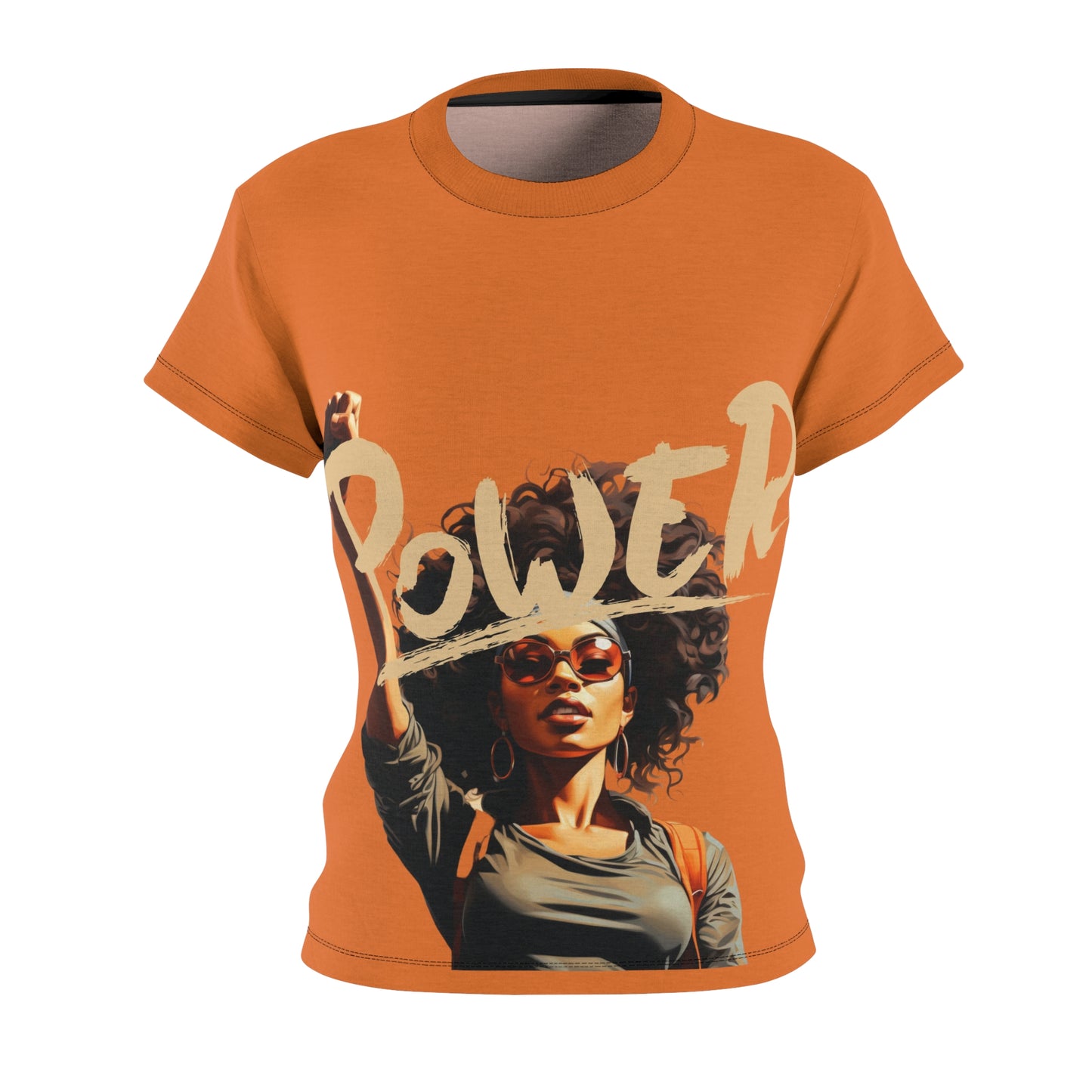 Women's Black Power Orange Tee,Black Empowerment Orange T-Shirt