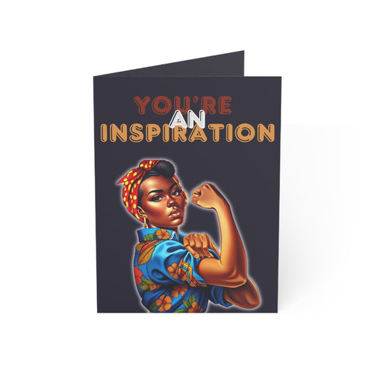 Black Rosie the Riveter Empowering Greeting Card, Sets of 1, 10, 30, or 50 Cards