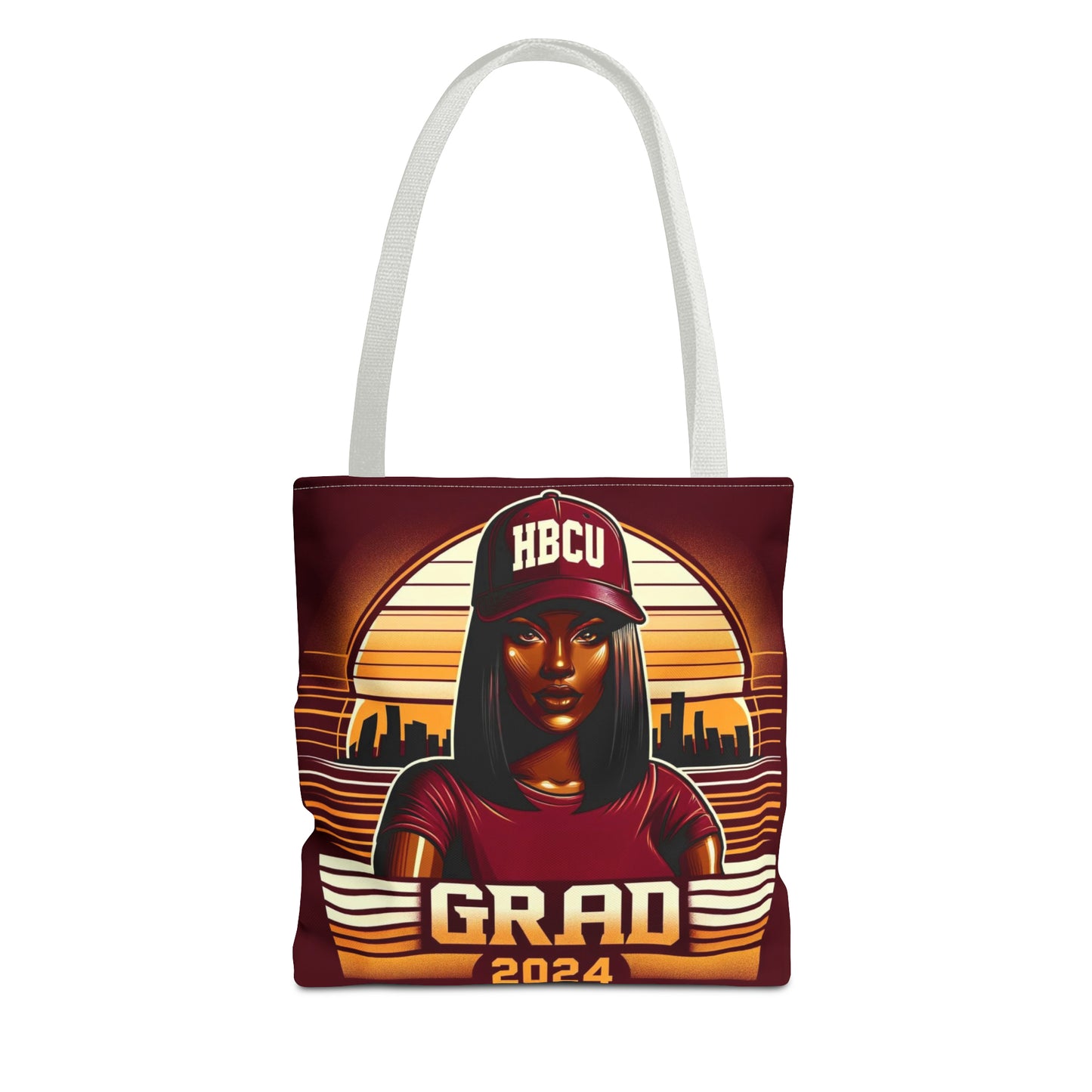 HBCU Grad Pride 2024 Grad Theme Polyester Tote Bag, Class of 2024 Afrocentric Carryall Bag