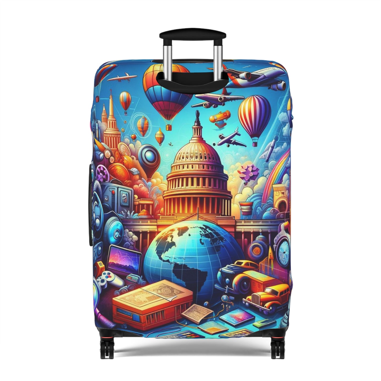 Traveling Bruh Moment Luggage Cover, Black Boy Joy Suitcase Protector