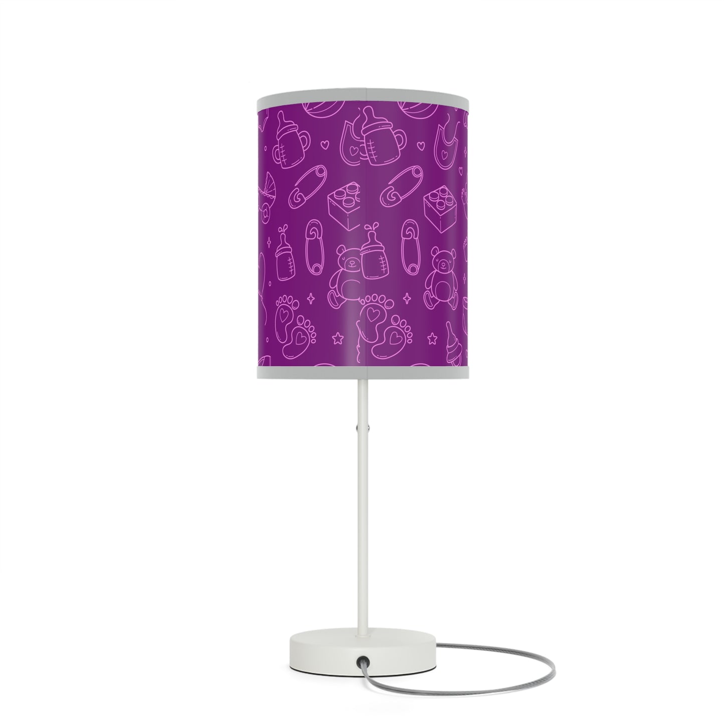 Purple and Punk Baby Themed Table Lamp, Purple Pink Nursery Table Lamp, Baby Shower Gift