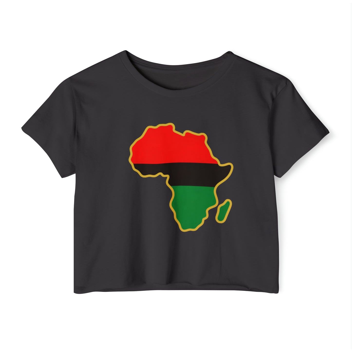 Red Black and Green Africa Icon Women's Crop Top, Pan African Halter Top, Garvey Africa Icon Women's Shirt