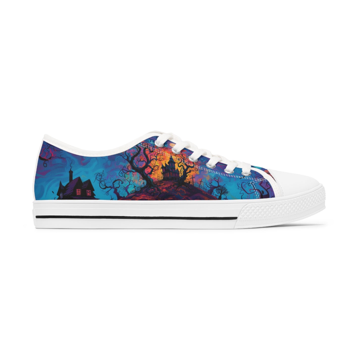 Halloween Low Top Sneakers - Dual Print Design, Women's Breathable Canvas Shoes with Memory Foam Insoles