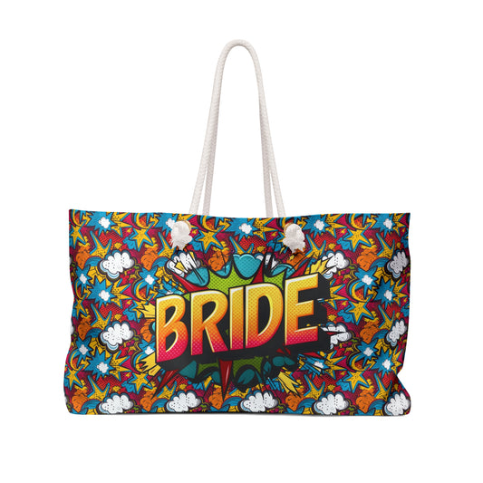 Chic Comic Book Bridal Weekender Bag, Bachelorette Party Tote Bag, Unique Bride Gift Bag