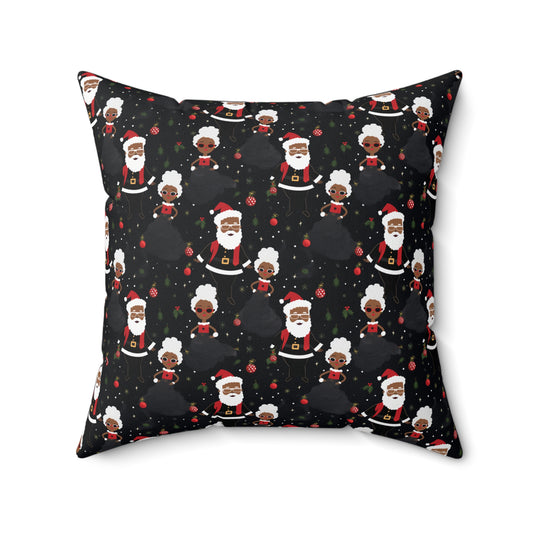 Black Santa & Black Mrs. Claus Christmas Decorative Pillow