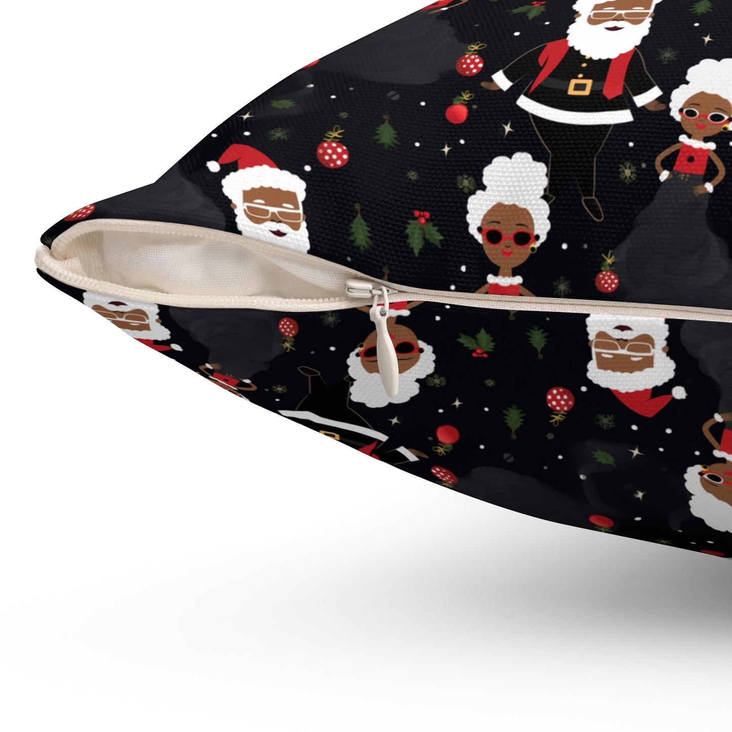 Black Santa & Black Mrs. Claus Christmas Decorative Pillow