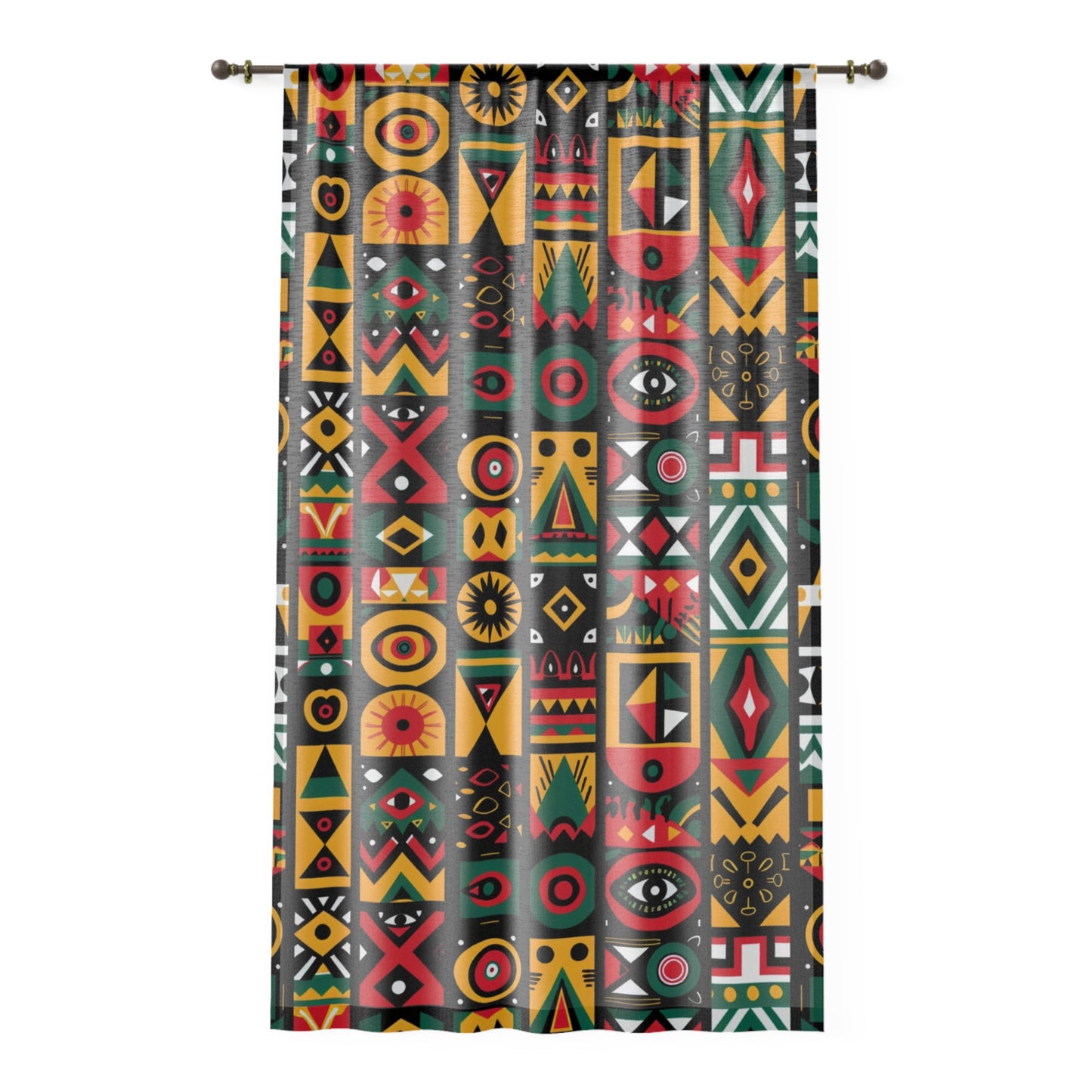 Vibrant Urban Pop Art African Print Window Curtain, Artistic Window Treatment, Easy Hang Curtain