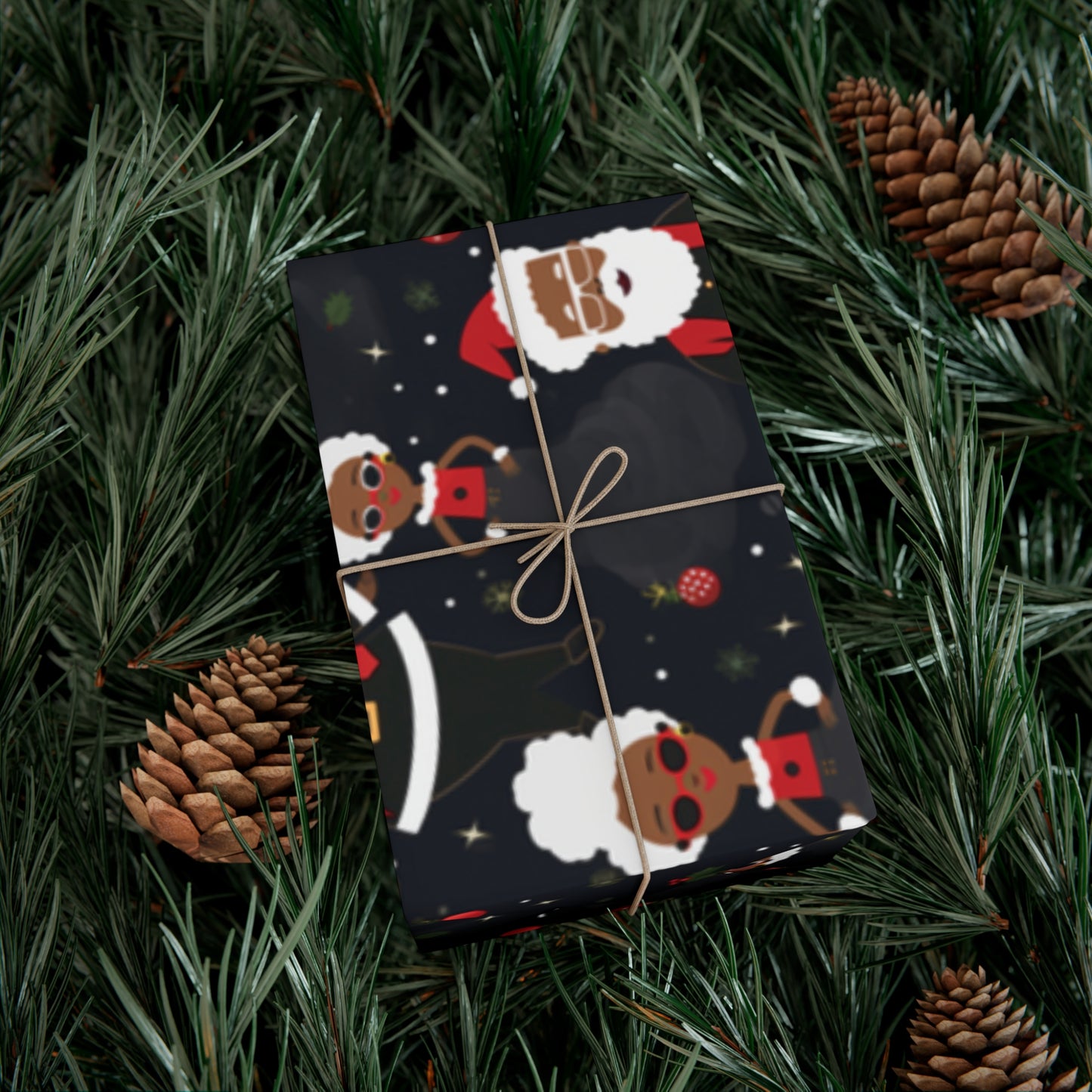 Black Santa & Mrs. Claus Christmas Wrapping Paper